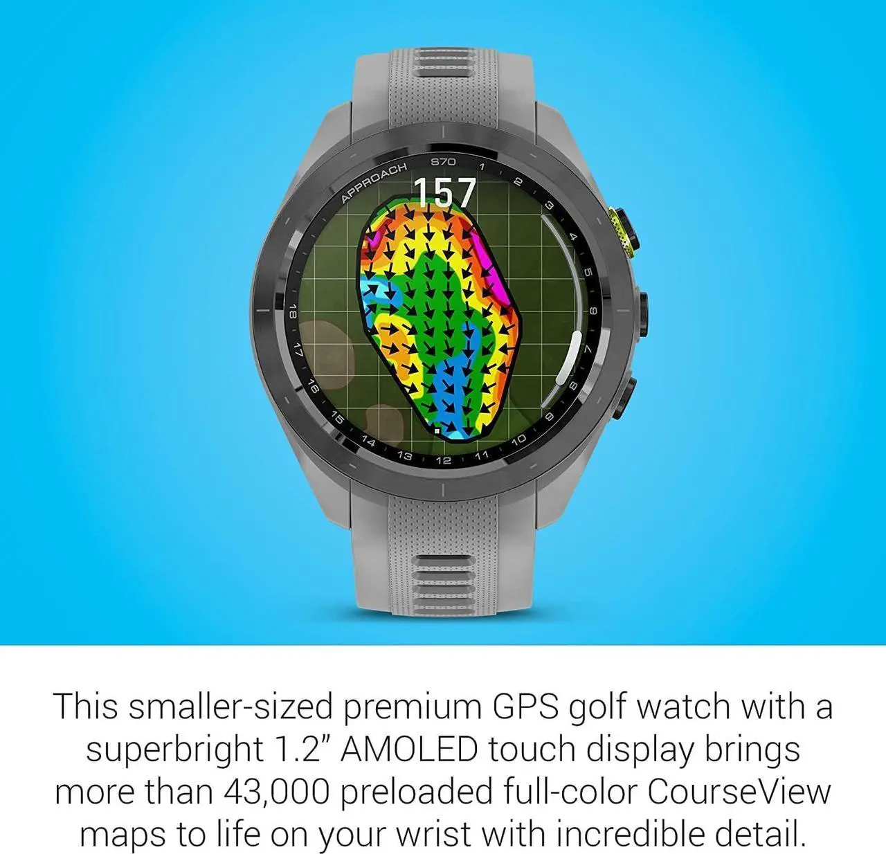 Alt view image 3 of 4 - Garmin Approach S70, Black (47mm) with Accessories