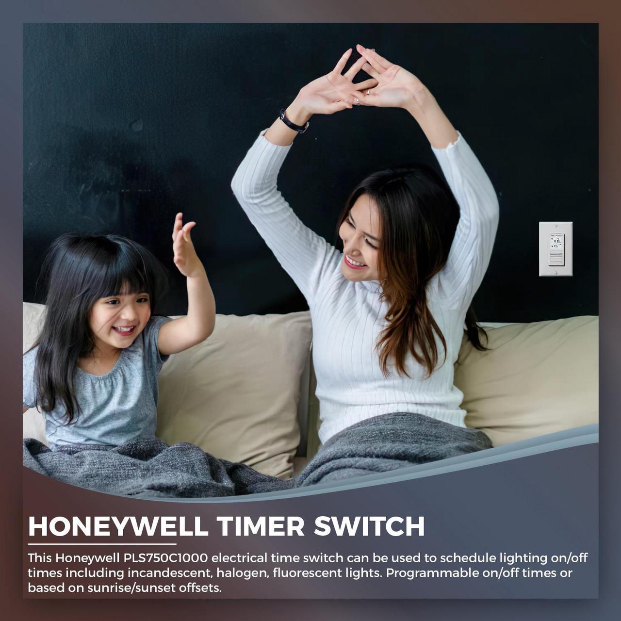 Alt view image 3 of 4 - Honeywell PLS750C1000 Timer Switch with Sunrise Sunset Single or 3 Way