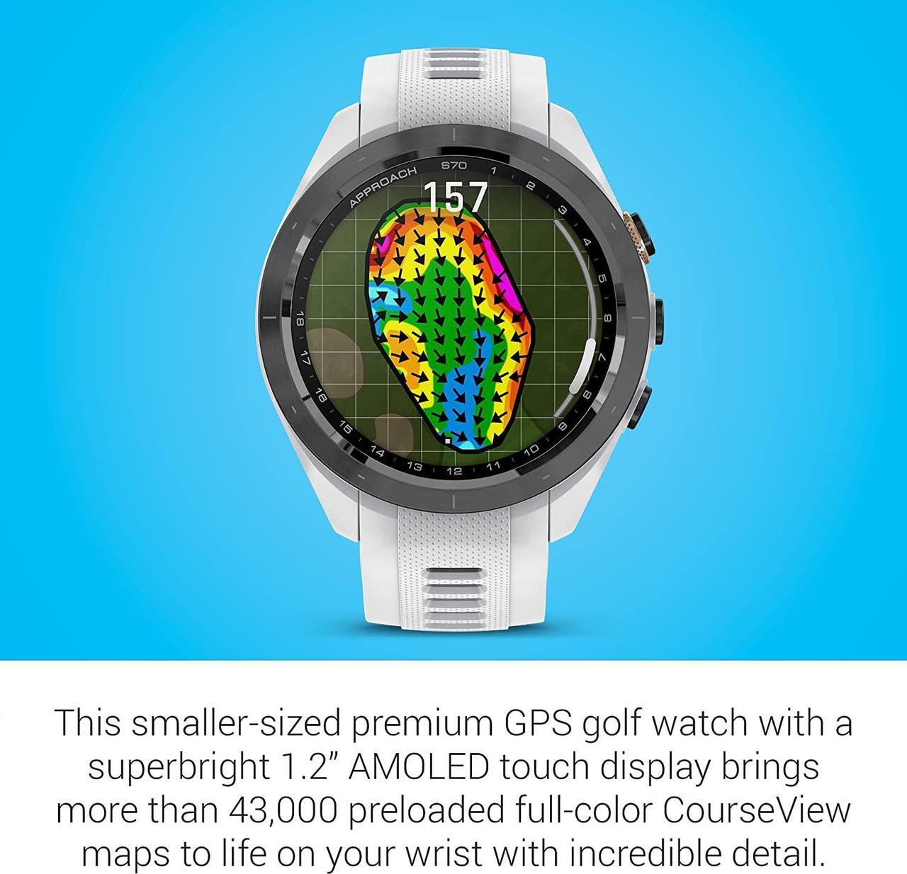 Alt view image 4 of 4 - Garmin Approach S70S, White (42mm) with Accessories