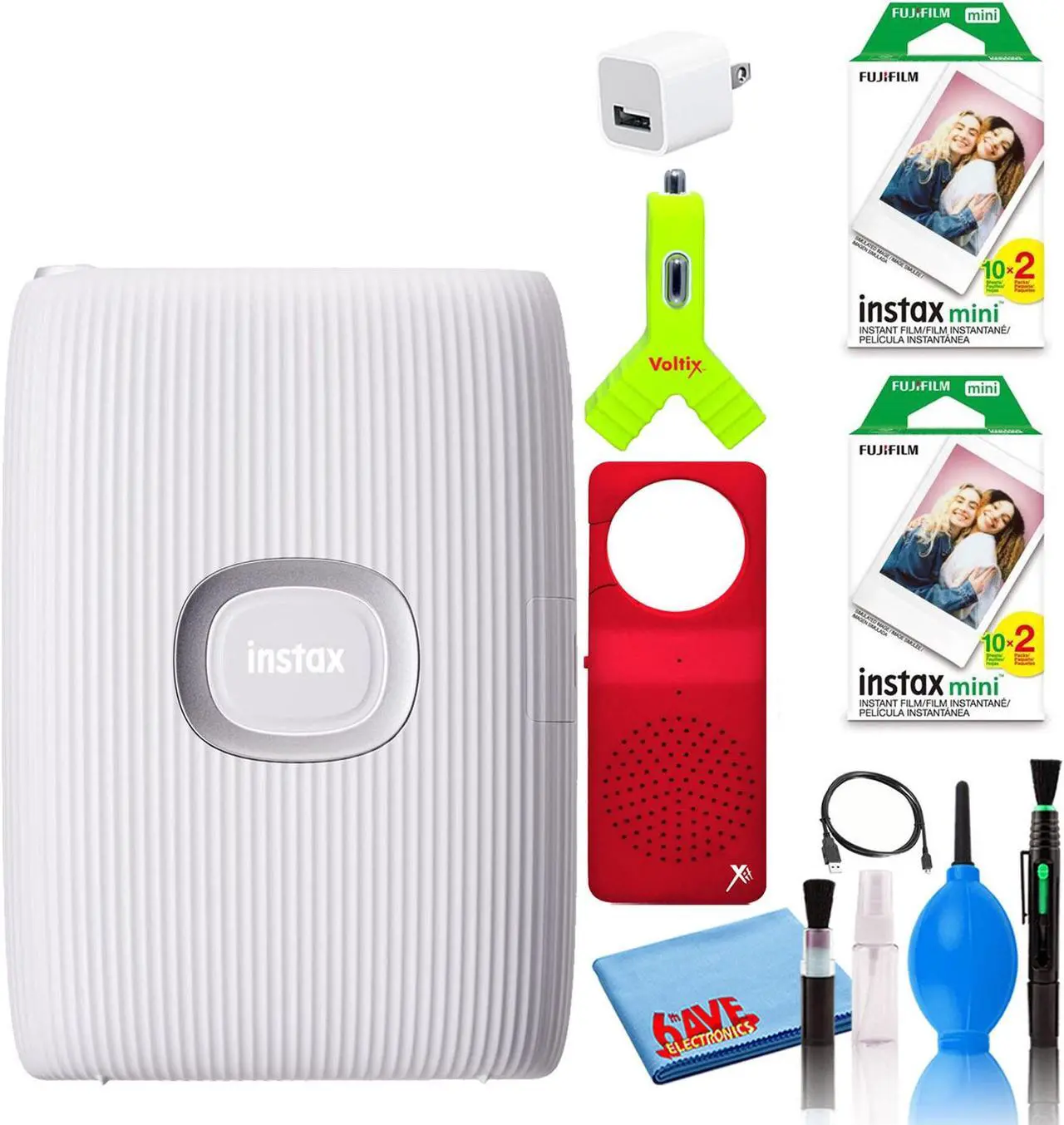 Main image of Fujifilm Instax Mini Link 2 Printer (Clay White) with (40) Mini Films + Speaker
