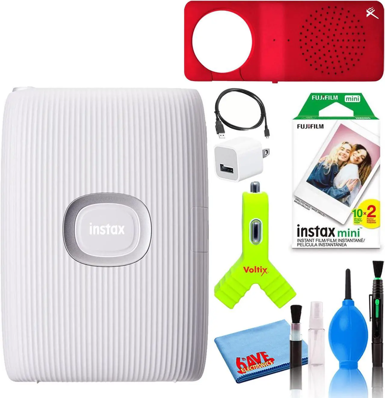 Main image of Fujifilm Instax Mini Link 2 Printer (Clay White) with (20) Mini Films + Speaker