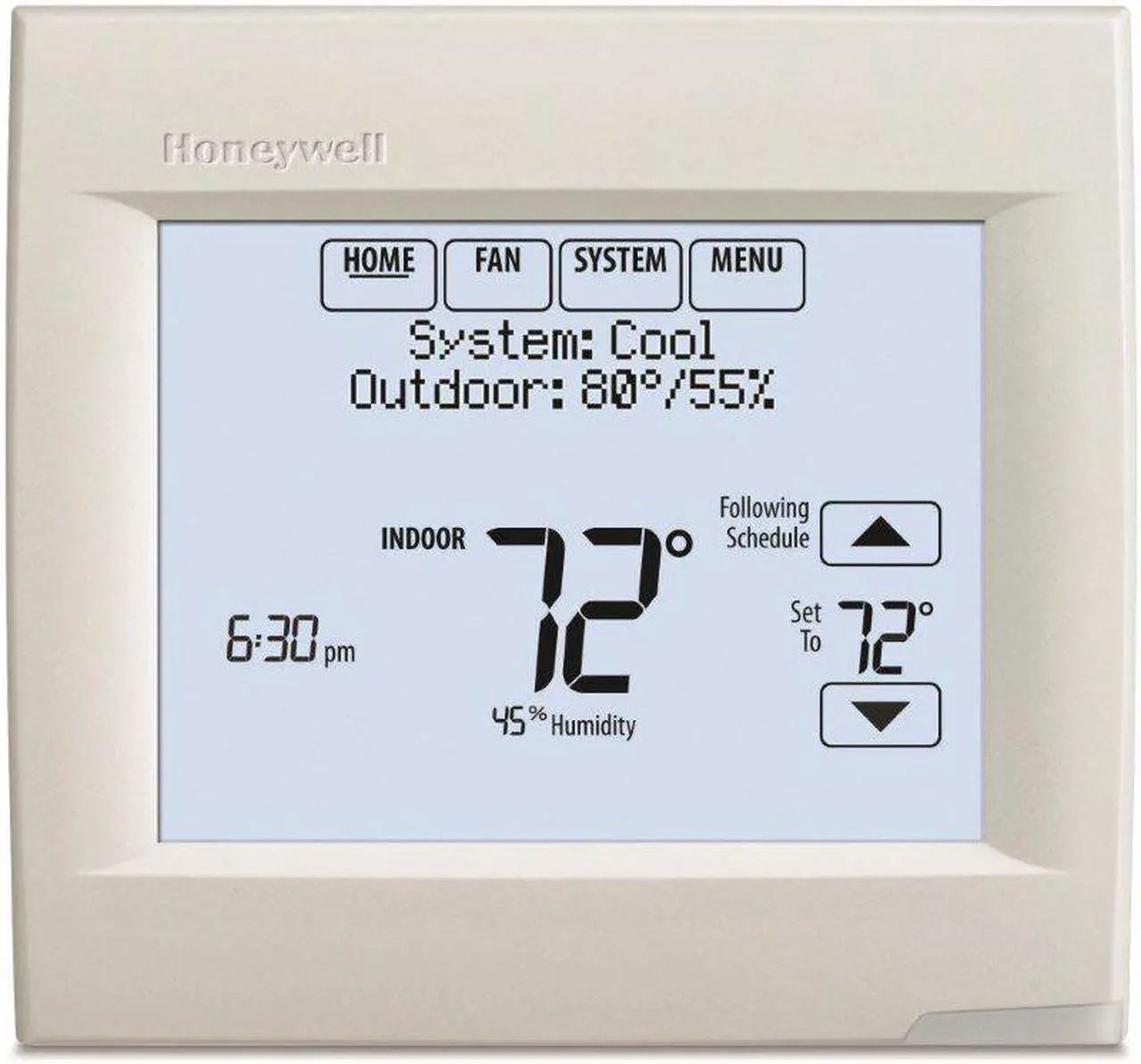 Alt view image 12 of 14 - Honeywell TH8110R1008 VisionPRO 8000 Arctic White Touch Screen Programmable Thermostat, 18 To 30 VAC/750 mV