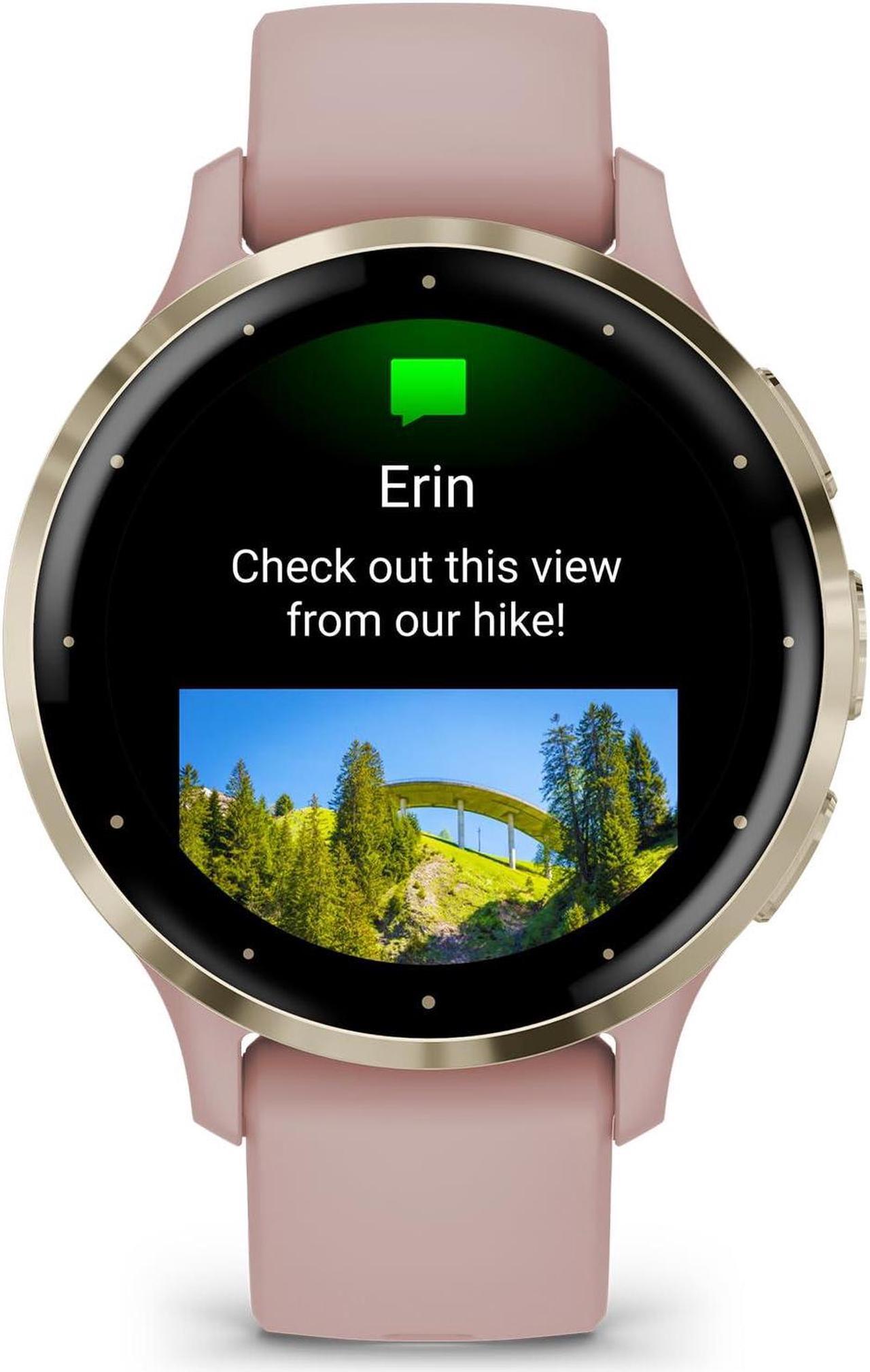 Alt view image 3 of 14 - Garmin Venu 3S, Soft Gold Stainless Steel Bezel with Dust Rose Case and Silicone Band | Smart Watch 010-02785-03