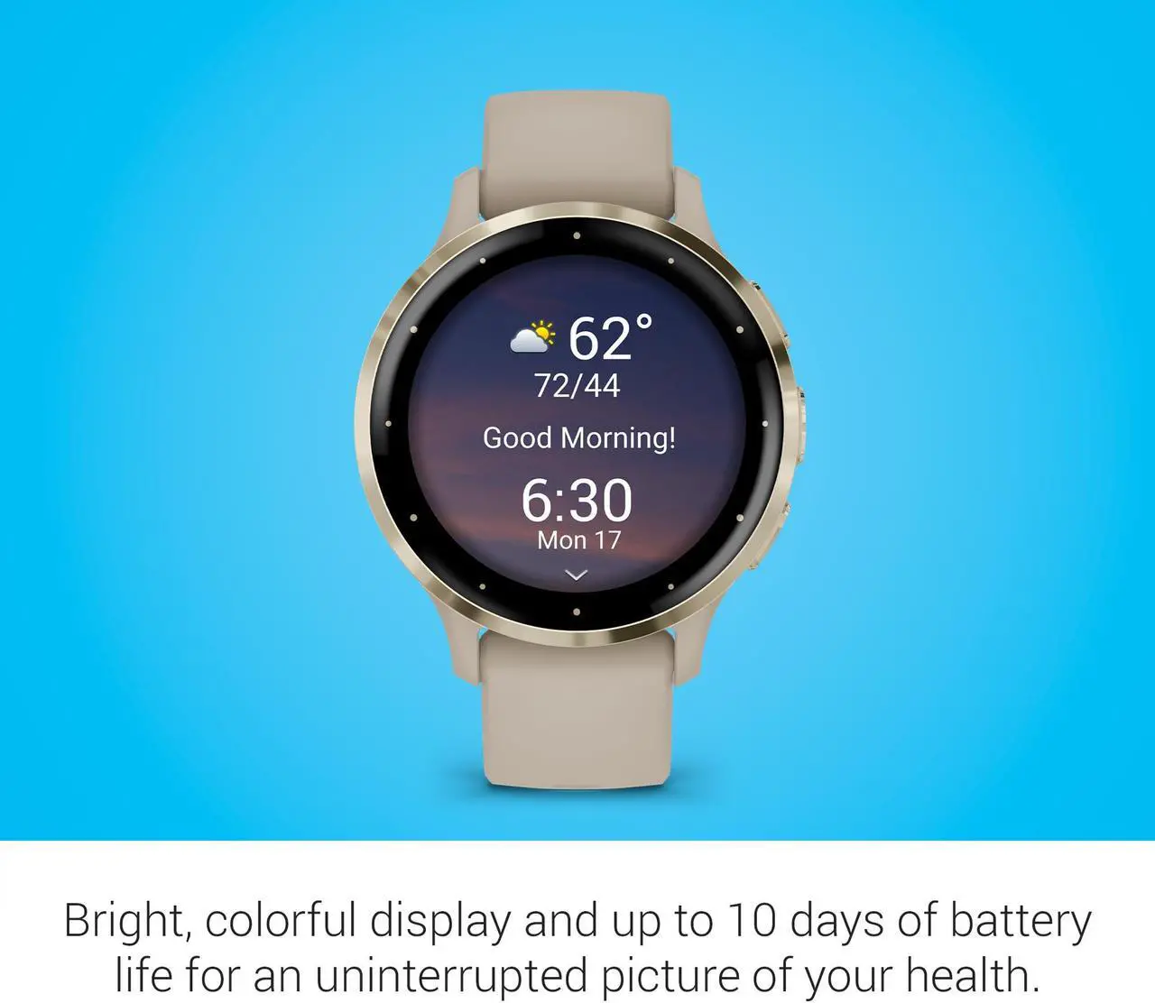 Alt view image 4 of 8 - Garmin Venu 3S, Soft Gold Stainless Steel Bezel with French Gray Case and Silicone Band | Smart Watch 010-02785-02