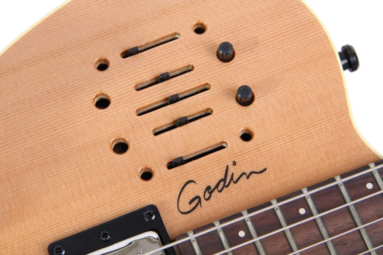 Alt view image 9 of 9 - Godin A6 Ultra Semi-Acoustic-Electric Guitar Natural Cedar