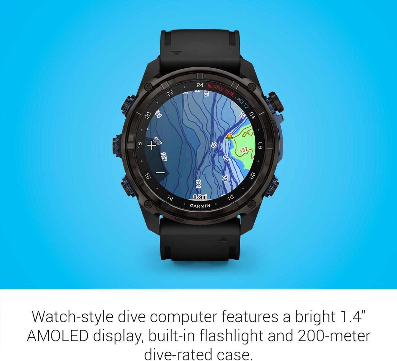 Alt view image 3 of 17 - Garmin Descent Mk3i, Dive Computer and Multisport GPS Smartwatch, Air Integration, Black