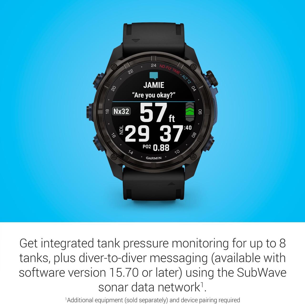 Alt view image 4 of 17 - Garmin Descent Mk3i, Dive Computer and Multisport GPS Smartwatch, Air Integration, Black