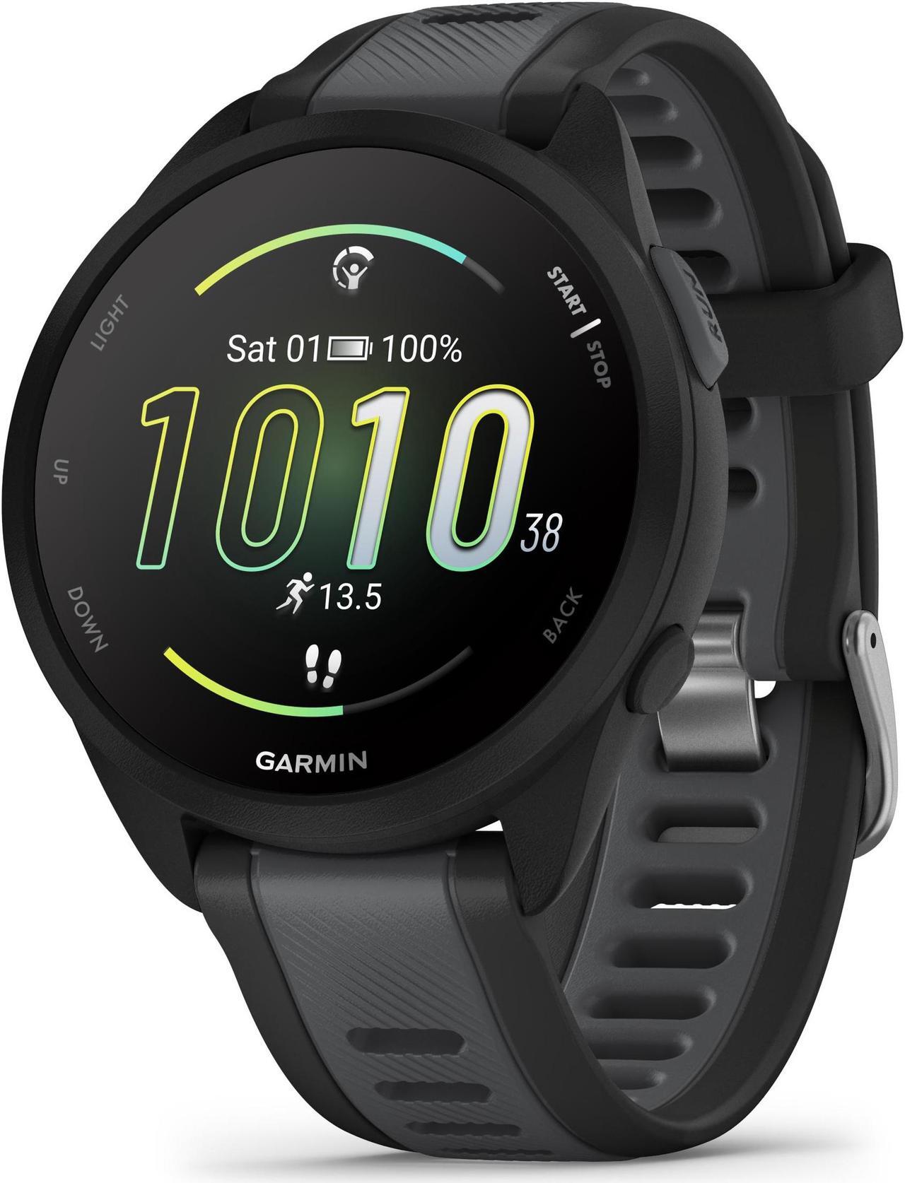 Alt view image 2 of 2 - Garmin Forerunner 165 GPS Running Smart watch Bundle - Black/Slate Gray