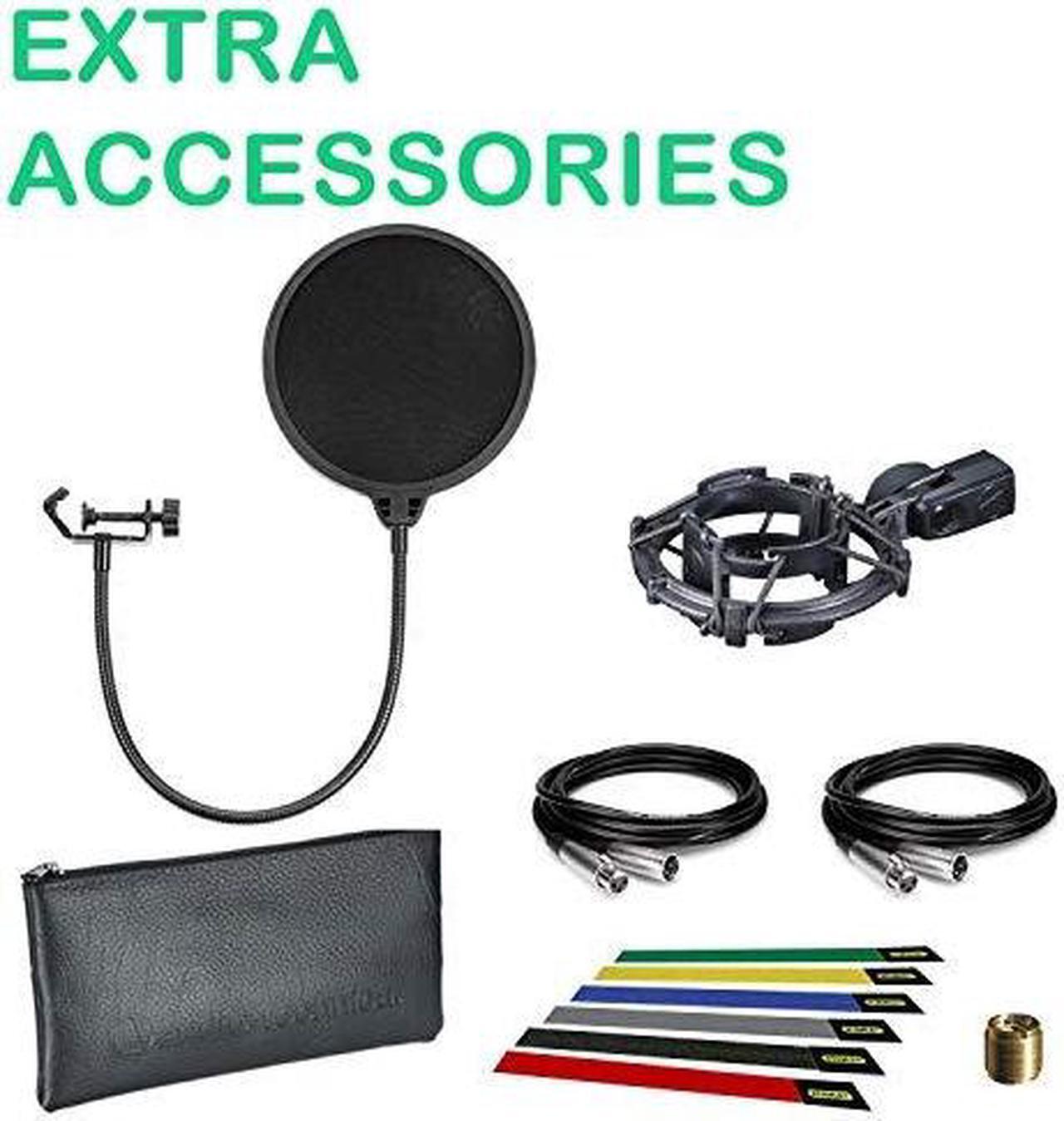 Alt view image 4 of 4 - Audio-Technica AT2035 Cardioid Condenser Microphone with Shockmount, Pop Filter, 2-10ft. XLR Cables, and 6Pk Cable Ties