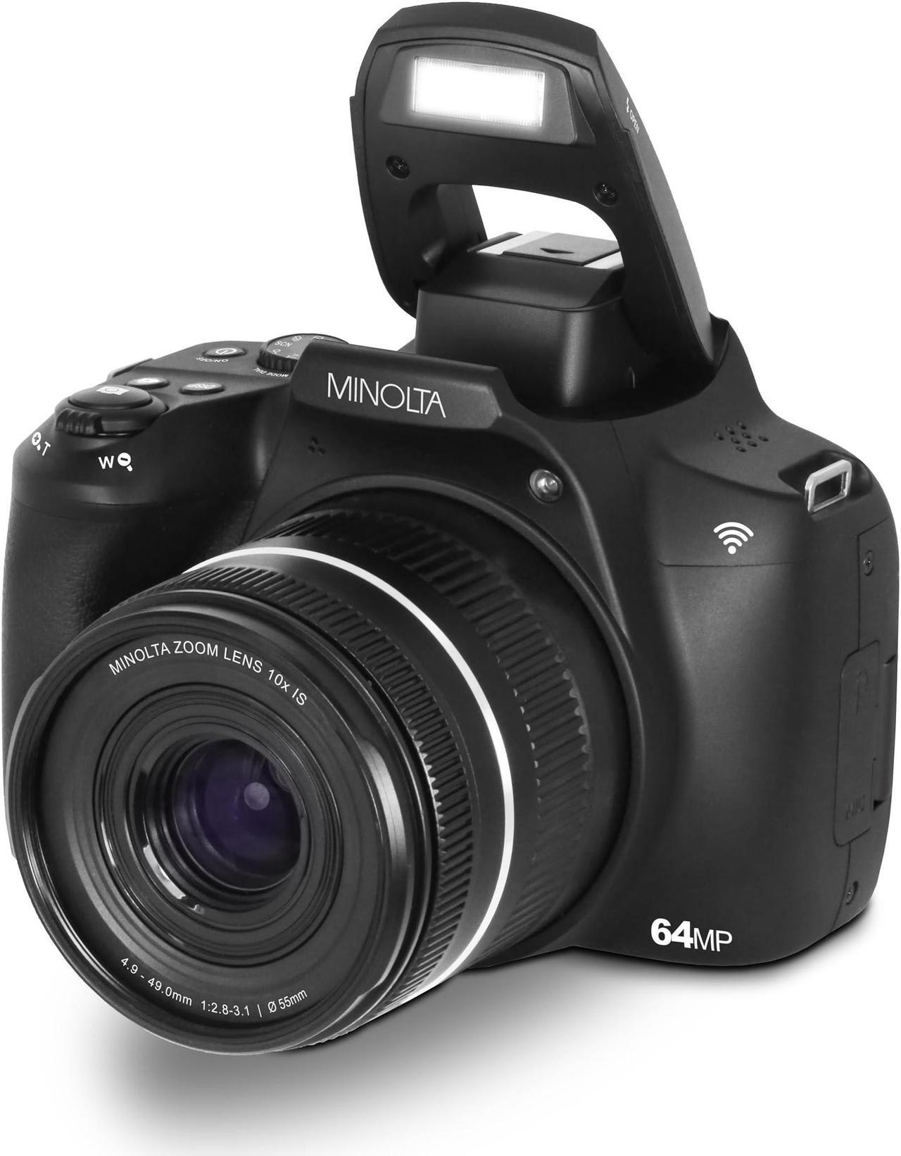 Main image of Minolta 64 Mega Pixels Auto Focus Digital Camera with 10x Optical Zoom, 4K Ultra HD Video and Macro Shooting, Black