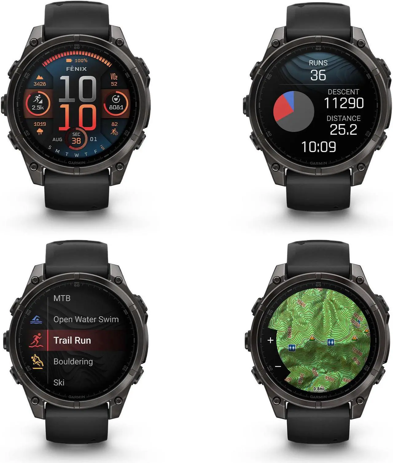 Alt view image 3 of 4 - fenix 8 47mm AMOLED Sapphire Carbon Gray DLC Titanium with Black Gray Silicone