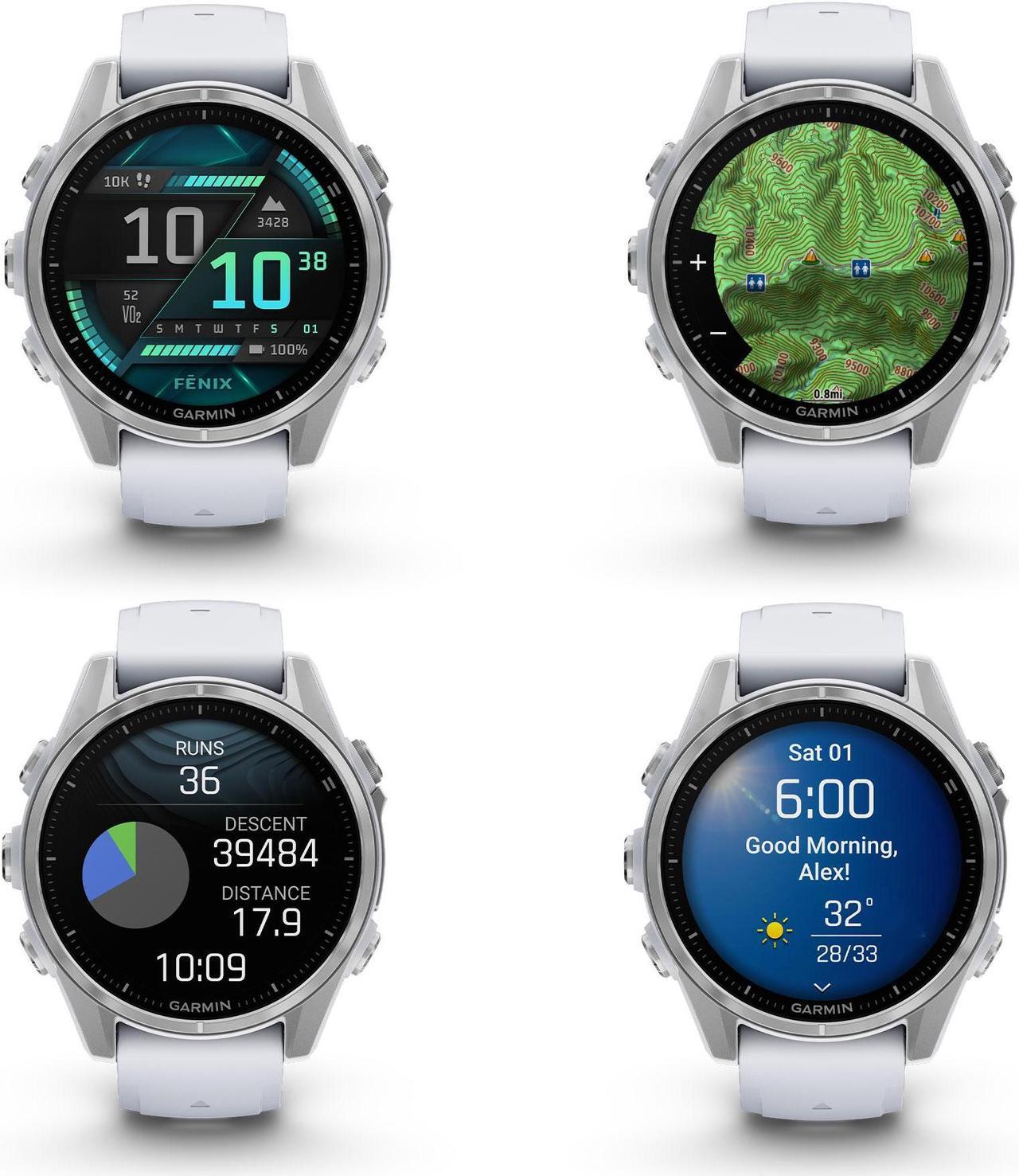 Alt view image 3 of 4 - fenix 8  43 mm, AMOLED, Silver with Whitestone Silicone Band