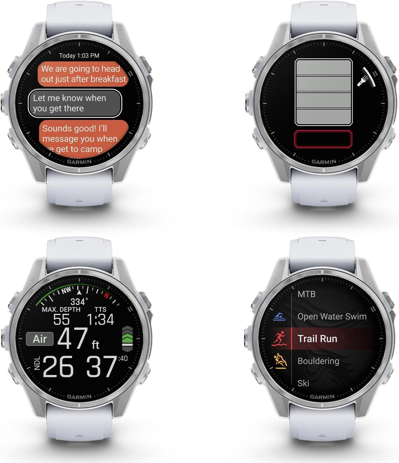 Alt view image 4 of 4 - fenix 8  43 mm, AMOLED, Silver with Whitestone Silicone Band