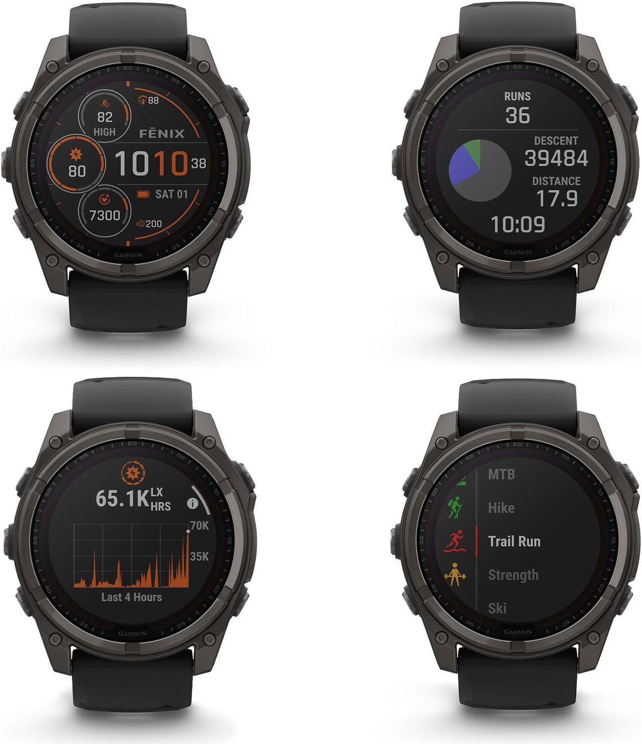 Alt view image 3 of 4 - fenix 8 51mm Solar Sapphire Carbon Gray DLC Titanium with Black Gray Silicone