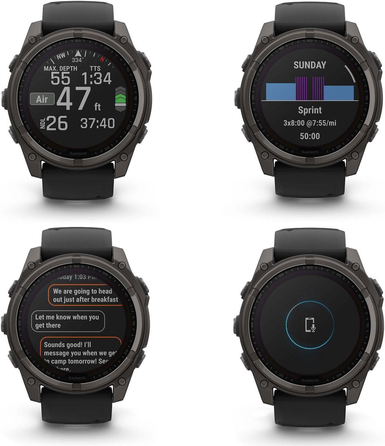Alt view image 4 of 4 - fenix 8 51mm Solar Sapphire Carbon Gray DLC Titanium with Black Gray Silicone