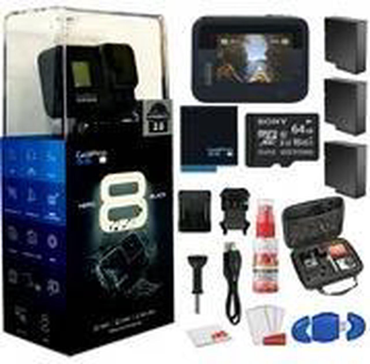 Alt view image 3 of 4 - GoPro HERO8 Black Digital Action Camera - Waterproof, Touch Screen, 4K UHD Video, 12MP Photos Live Streaming, Stabilization - With Cleaning Set + Case + 64GB Memory Card and 3 x Extra Batteries