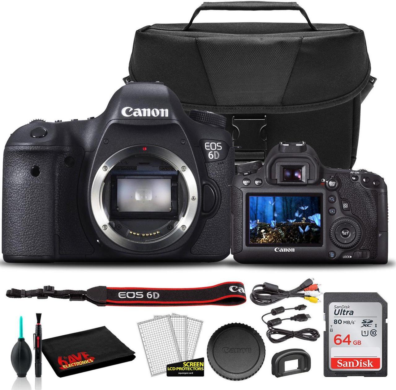 Alt view image 3 of 3 - Canon EOS 6D DSLR Camera (Body Only) (8035B002) +  EOS Bag +  Sandisk Ultra 64GB Card + Cleaning Set And More (International Model)