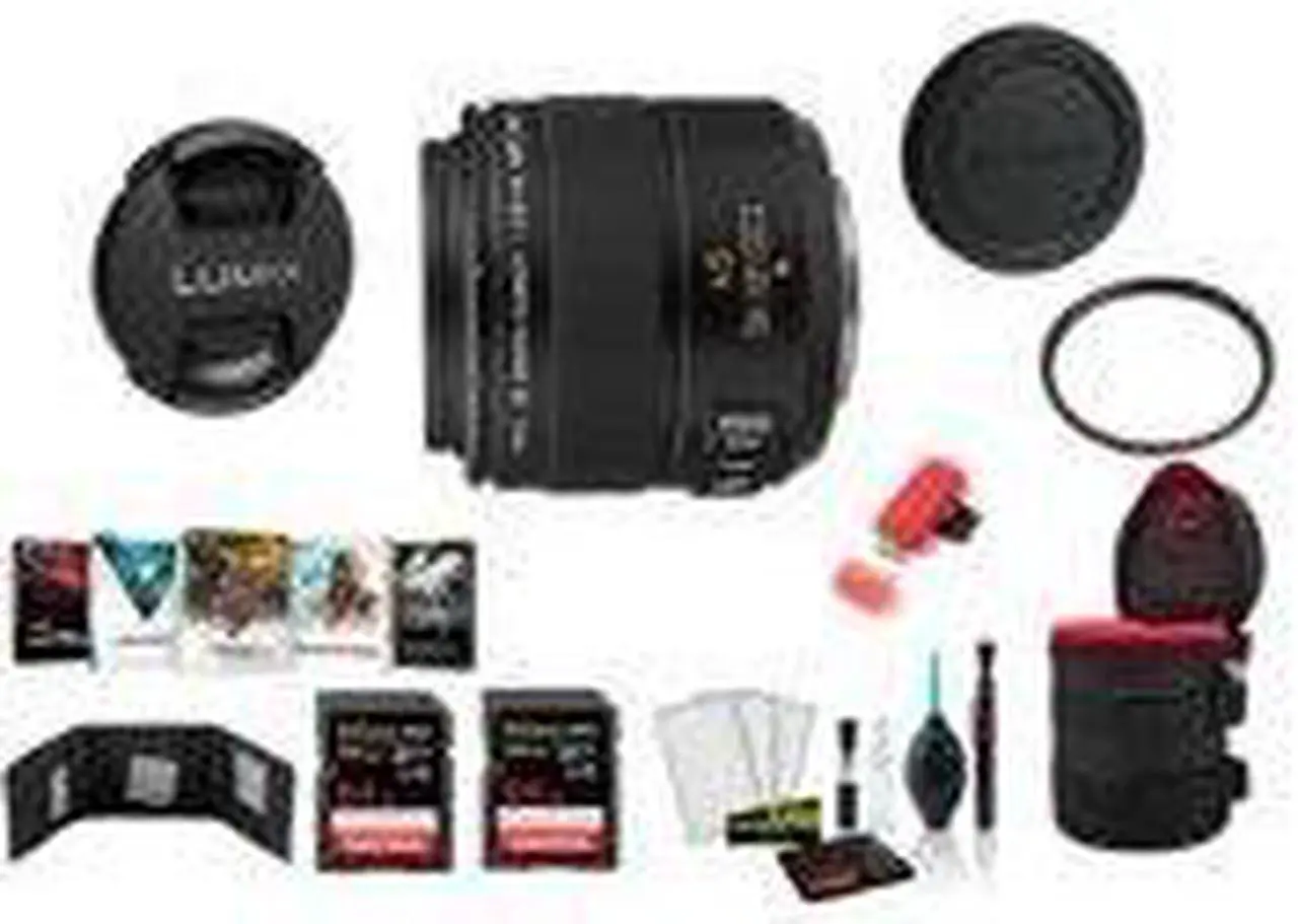 Alt view image 4 of 4 - Panasonic Leica DG Macro-Elmarit 45mm f/2.8 ASPH. MEGA O.I.S. Lens with 2x 64 Memory Cards (International Model)