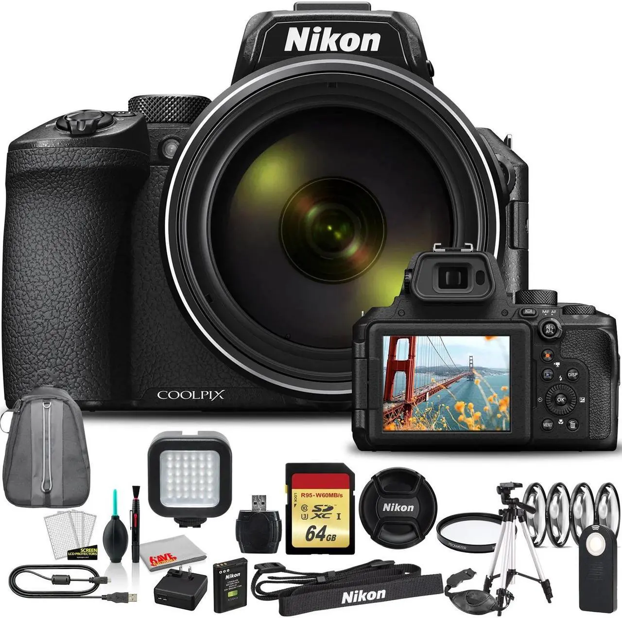 Alt view image 3 of 3 - Nikon COOLPIX P950 Camera - Kit with Bag + LED Light + More (International Model)