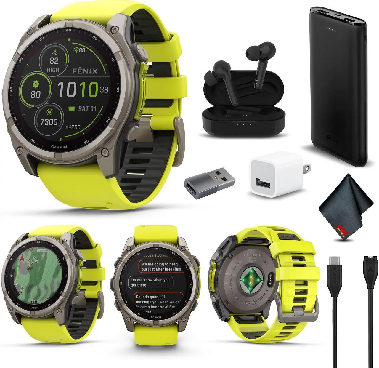 Main image of fenix 8  51 mm, Solar, Sapphire, Titanium with Amp Yellow/Graphite Silicone