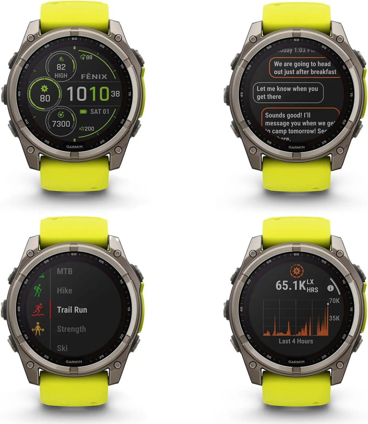 Alt view image 3 of 4 - fenix 8  51 mm, Solar, Sapphire, Titanium with Amp Yellow/Graphite Silicone