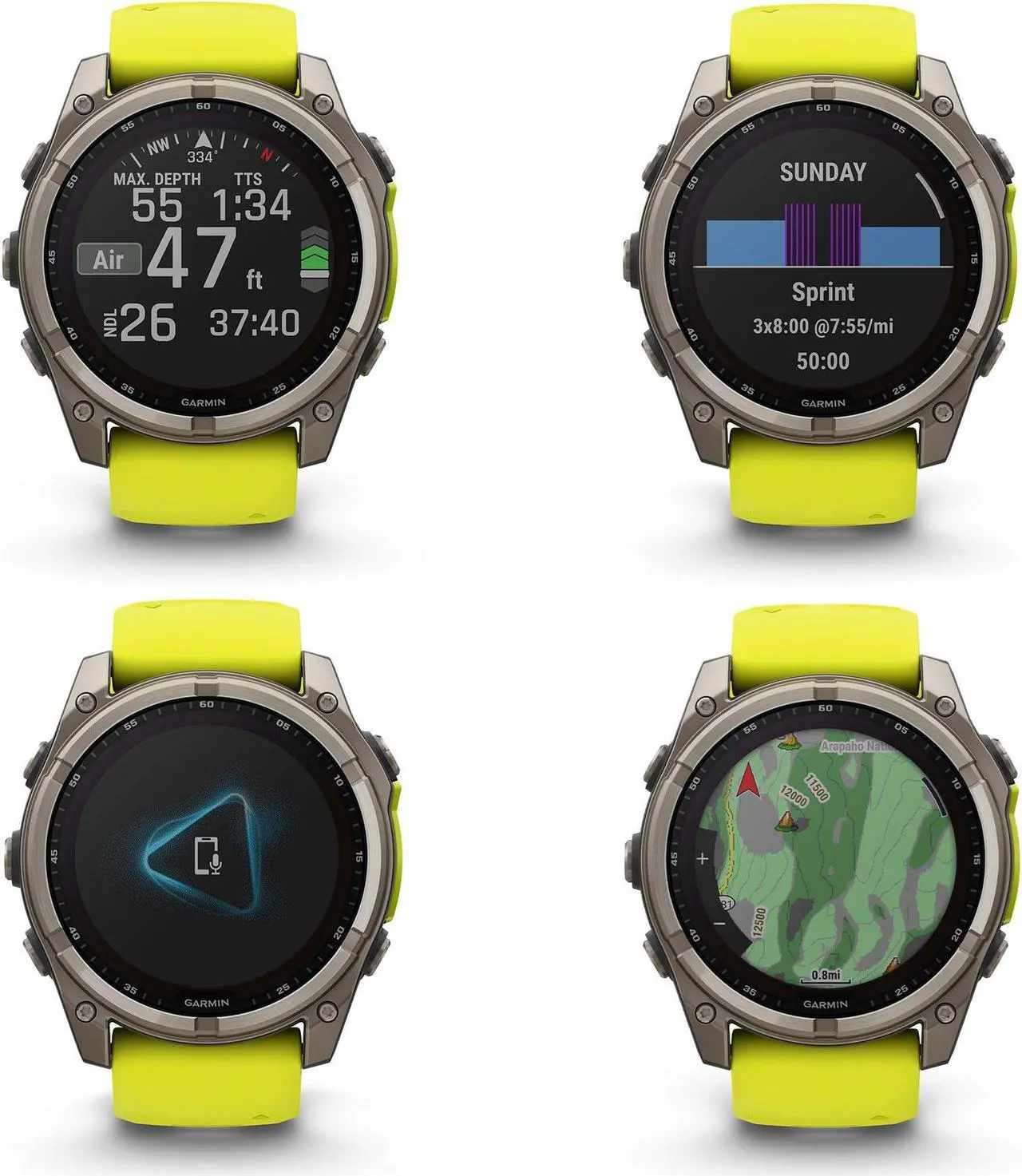 Alt view image 4 of 4 - fenix 8  51 mm, Solar, Sapphire, Titanium with Amp Yellow/Graphite Silicone