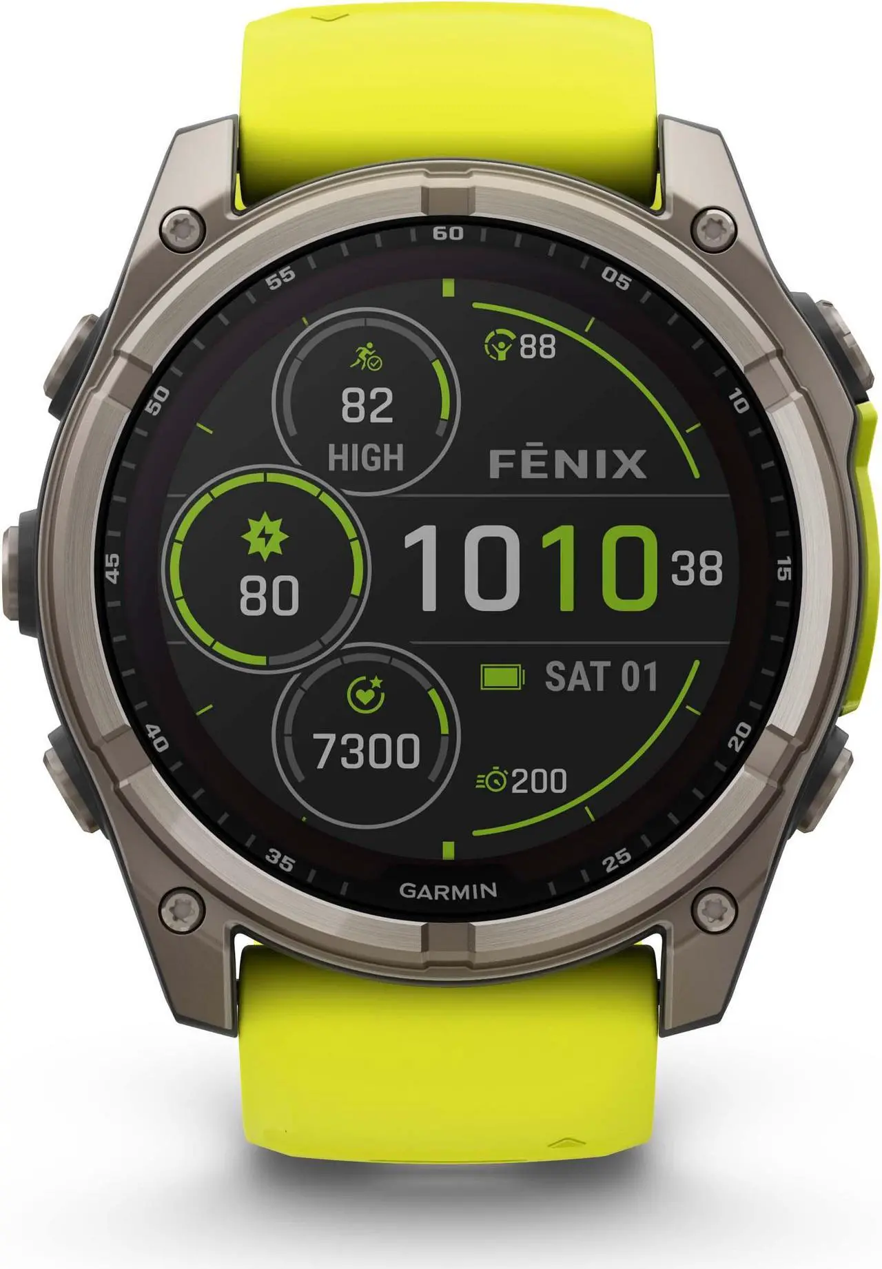 Alt view image 2 of 4 - fenix 8  51 mm, Solar, Sapphire, Titanium with Amp Yellow/Graphite Silicone