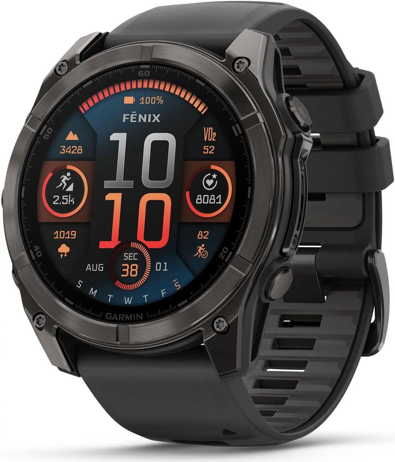 Main image of Garmin FENIX851CGT Fenix 8 AMOLED 51mm Smart Watch - Carbon Gray and Black / Pebble Gray