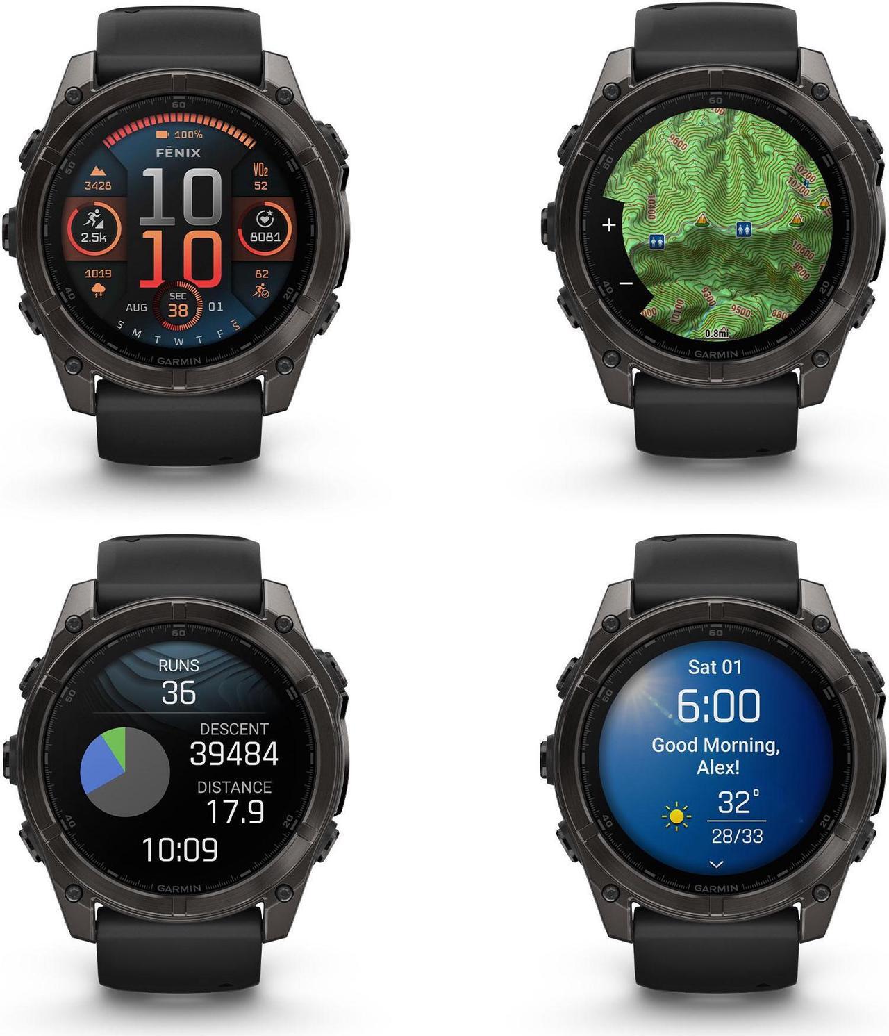 Alt view image 3 of 4 - fenix 8 51mm AMOLED Sapphire Carbon Gray DLC Titanium with Black Gray Silicone