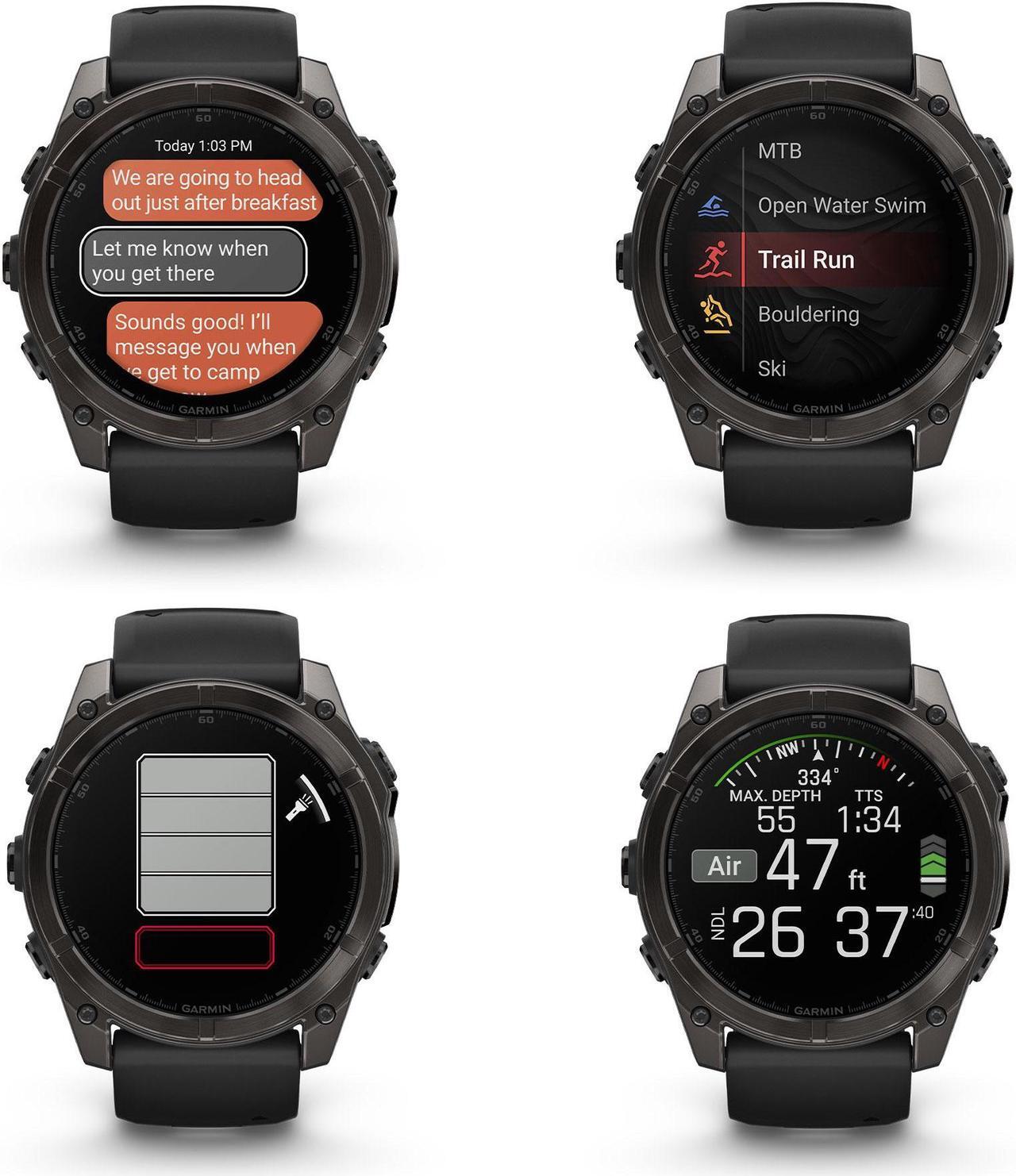 Alt view image 4 of 4 - fenix 8 51mm AMOLED Sapphire Carbon Gray DLC Titanium with Black Gray Silicone
