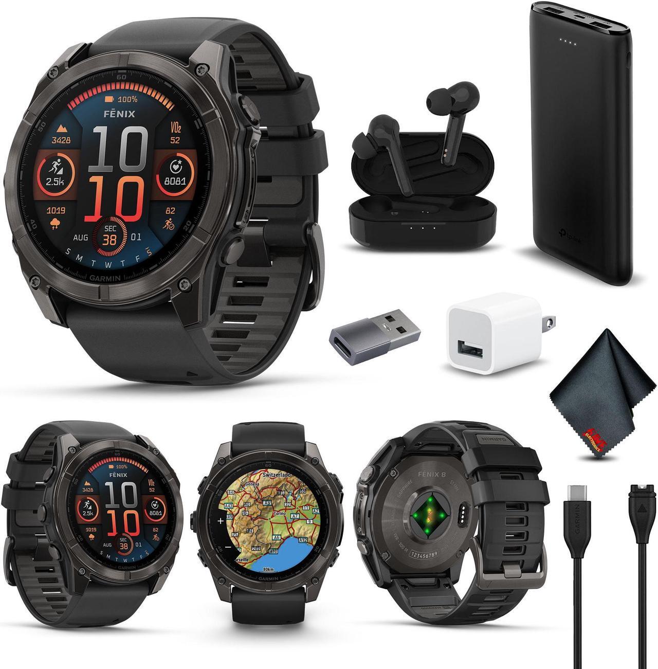 Main image of fenix 8 51mm AMOLED Sapphire Carbon Gray DLC Titanium with Black Gray Silicone