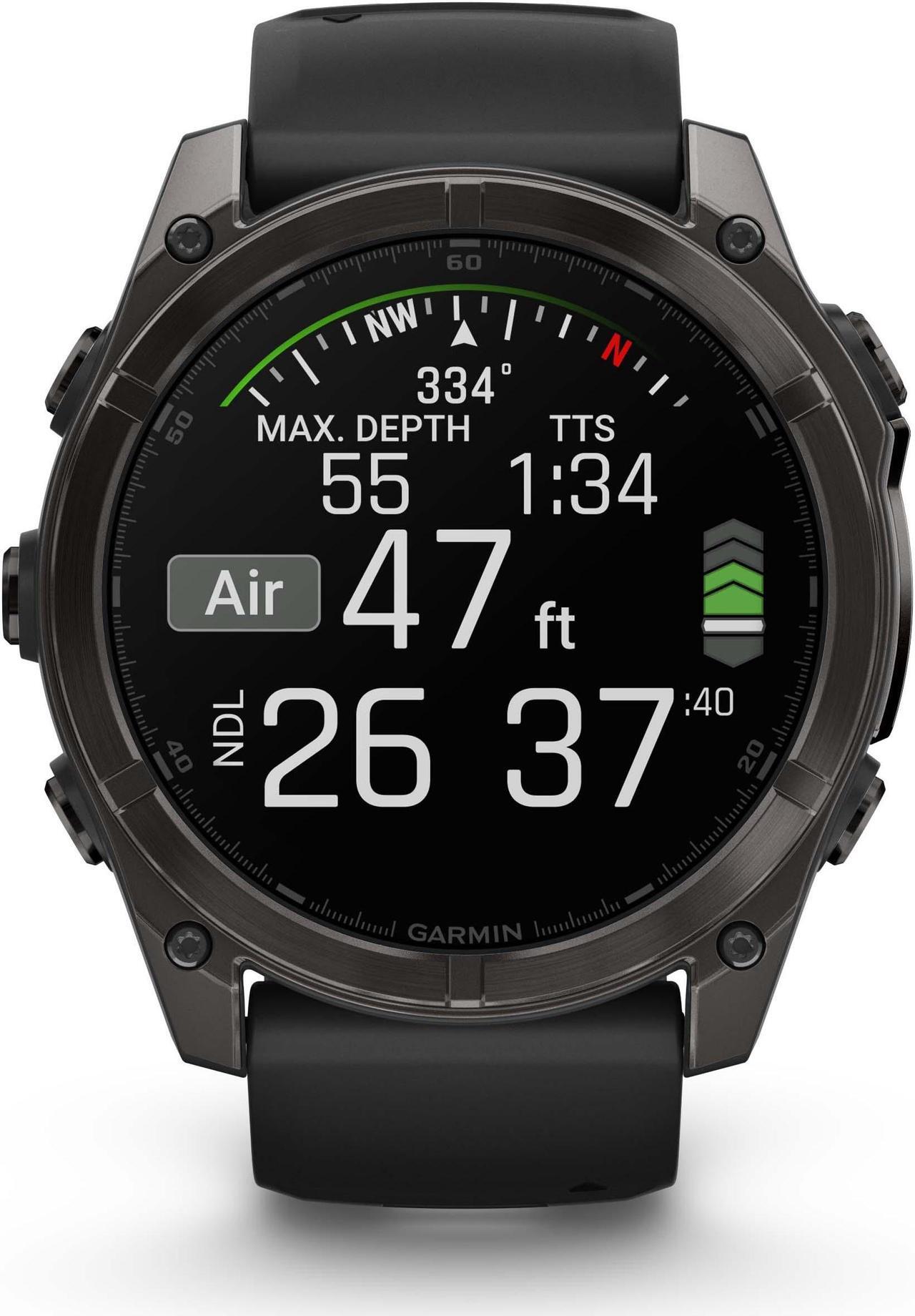 Alt view image 2 of 4 - fenix 8 51mm AMOLED Sapphire Carbon Gray DLC Titanium with Black Gray Silicone