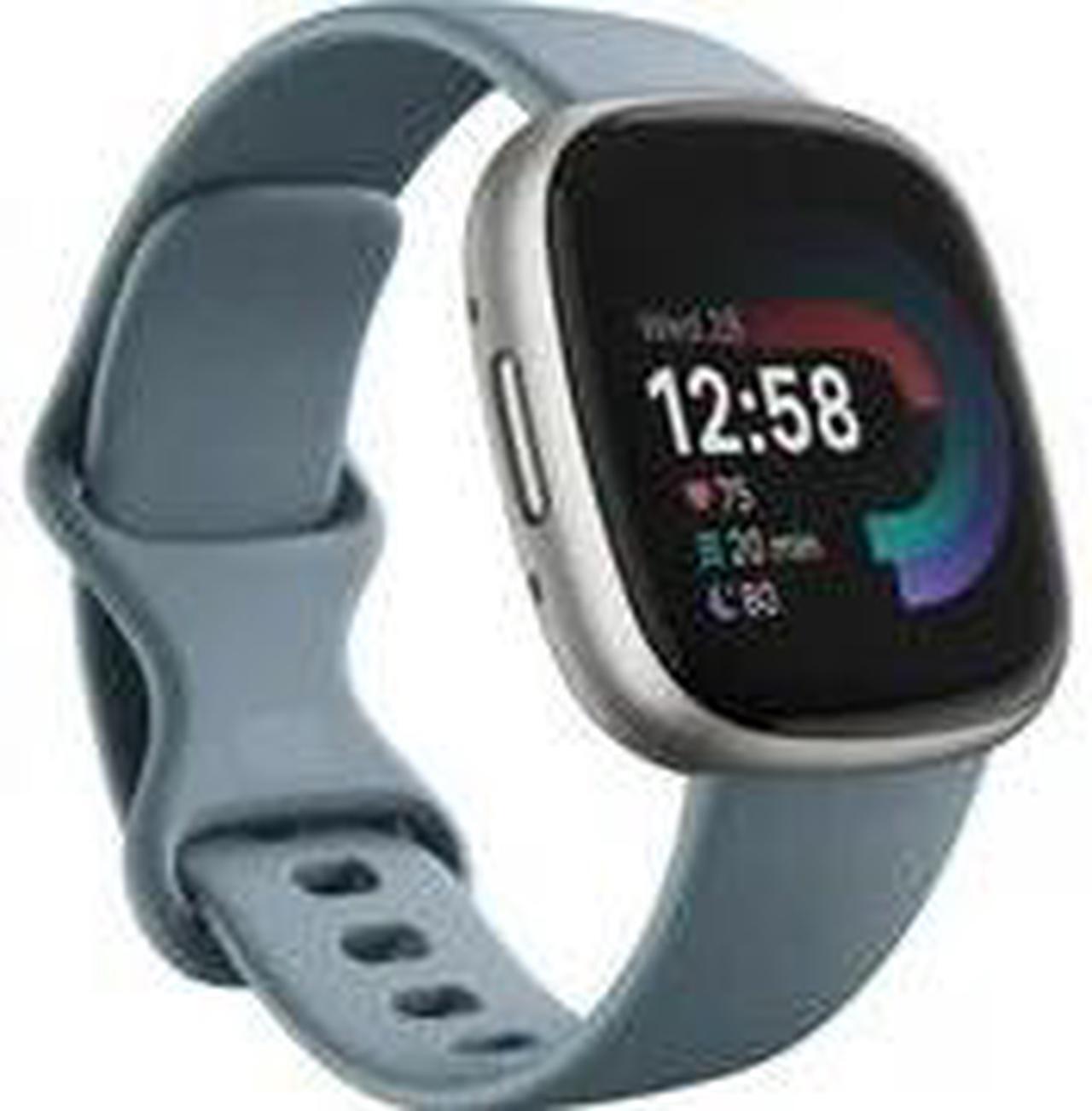 Alt view image 3 of 6 - Fitbit Versa 4 Fitness Smartwatch, Waterfall Blue / Platinum Aluminum | FB523SRAG-US