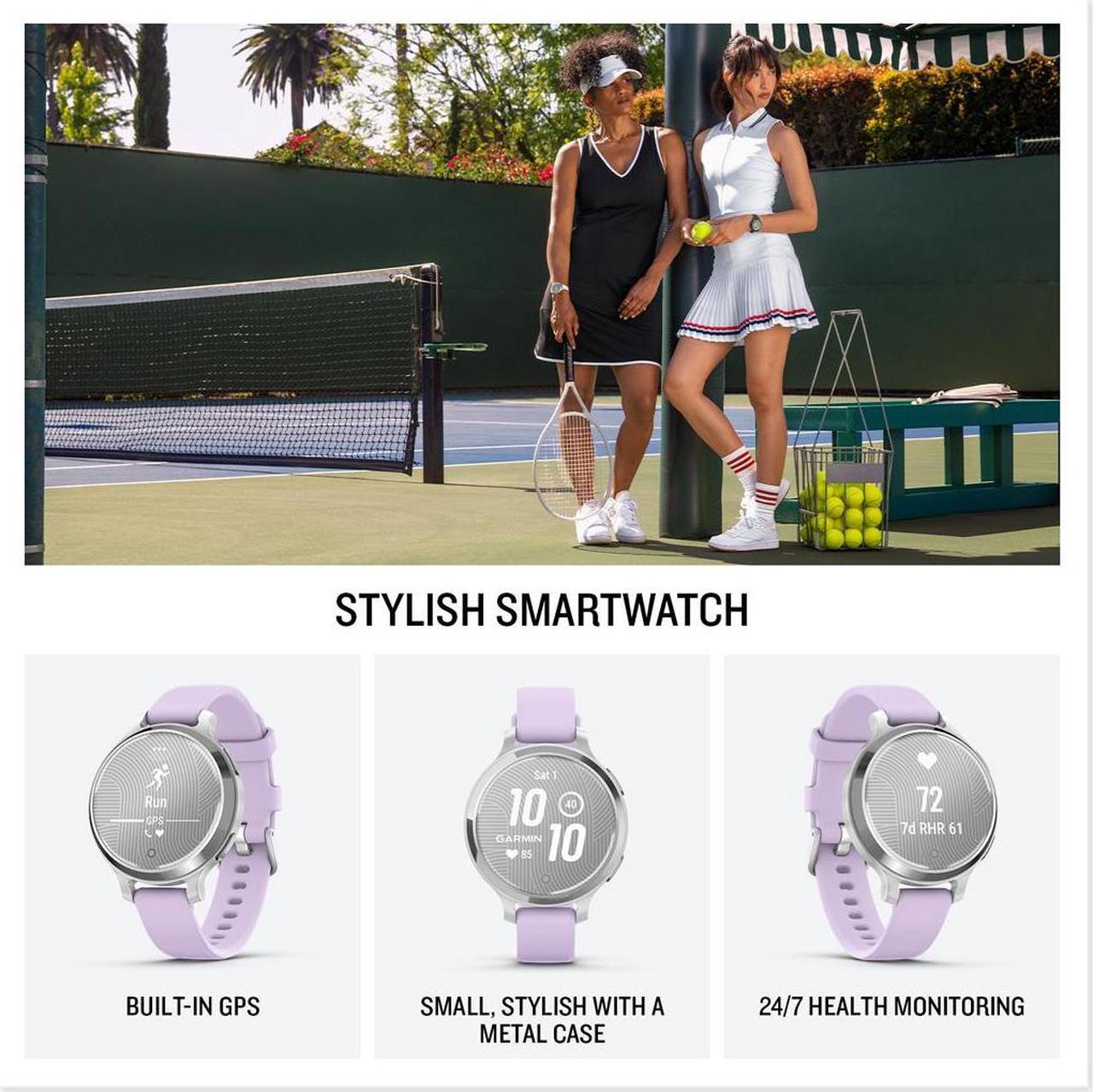 Alt view image 2 of 4 - Garmin Lily 2, Small and Stylish Smartwatch Metallic Lilac Bundle for Women