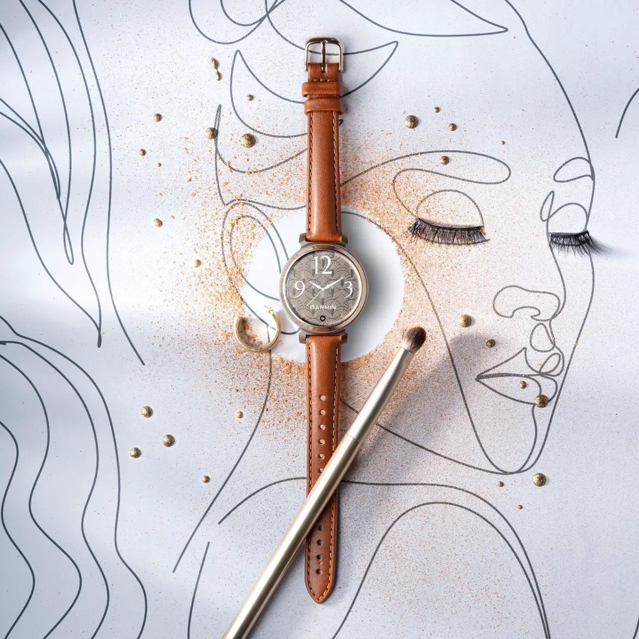 Alt view image 3 of 4 - Garmin Lily 2 Classic, Small and Stylish Smartwatch Cream Gold with Tan Bundle