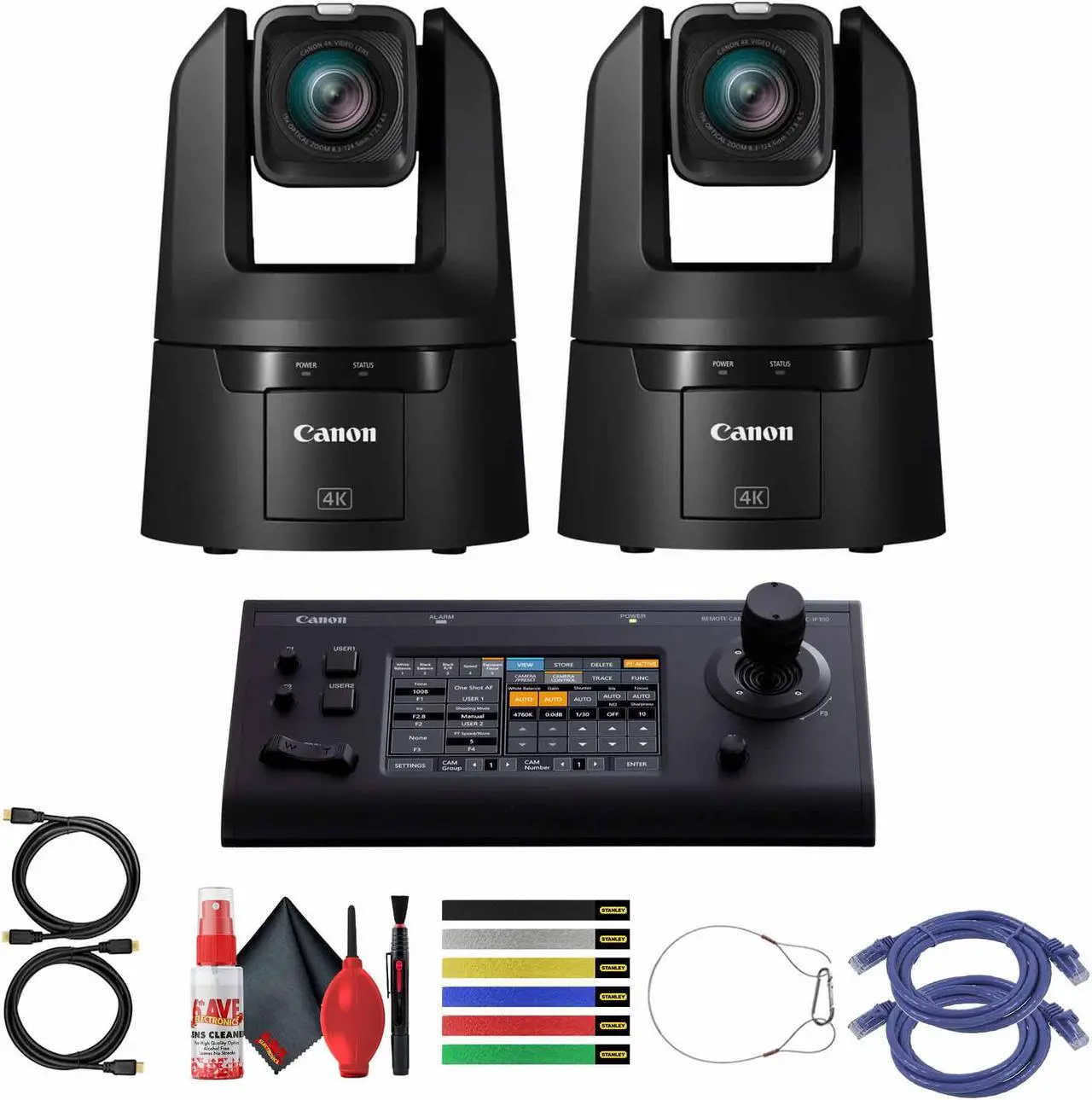 Main image of 2 x Canon CR-N500 Professional 4K NDI PTZ Camera + Canon RC-IP100 Controller +More Bundle