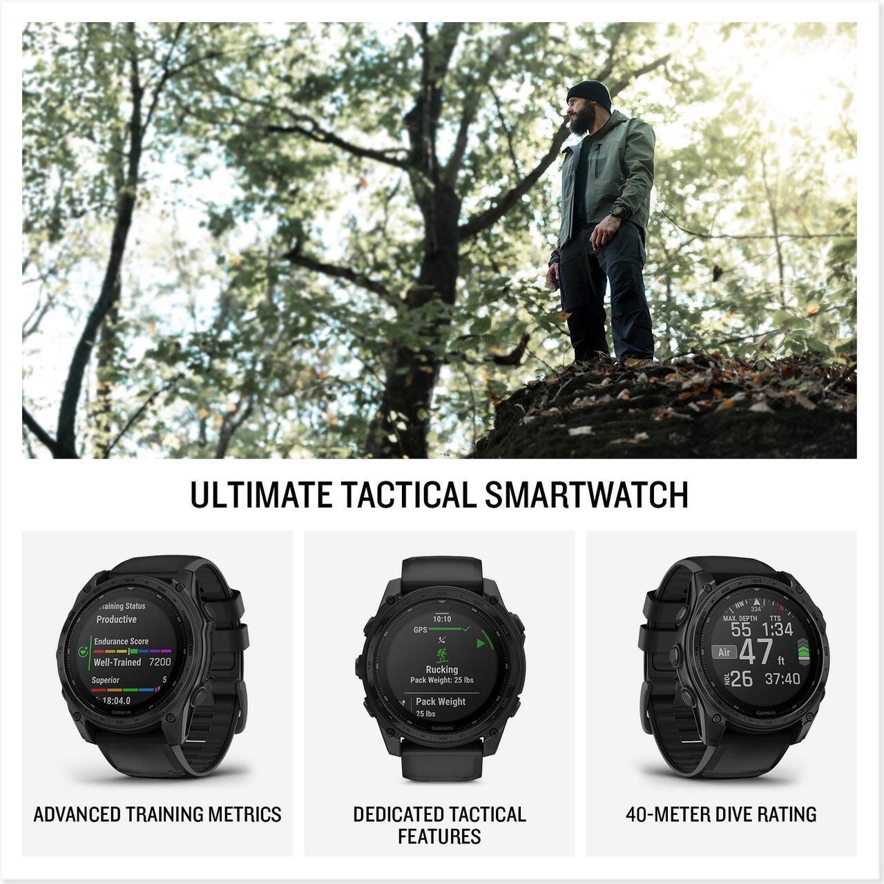Alt view image 3 of 4 - Garmin tactix 8 51mm, Solar Charged Display, Premium Tactical GPS Smartwatch, Includes Applied Ballistics Ultralight Solver