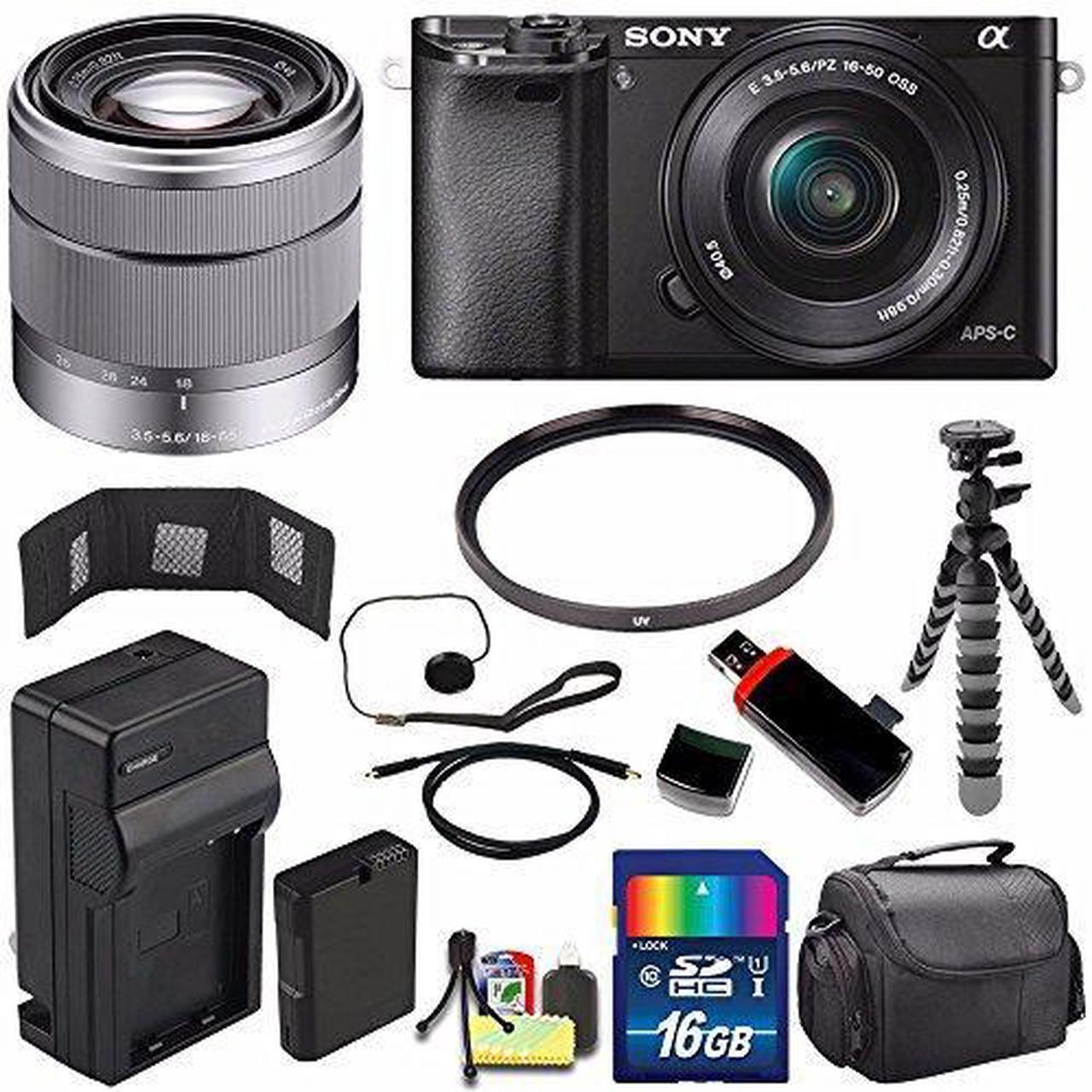 Alt view image 2 of 4 - Sony Alpha a6000 Mirrorless Digital Camera with 16-50mm Lens (Black) + Sony SEL 1855 18-55mm Zoom Lens + 16GB Bundle 10 - International Version (No Warranty)