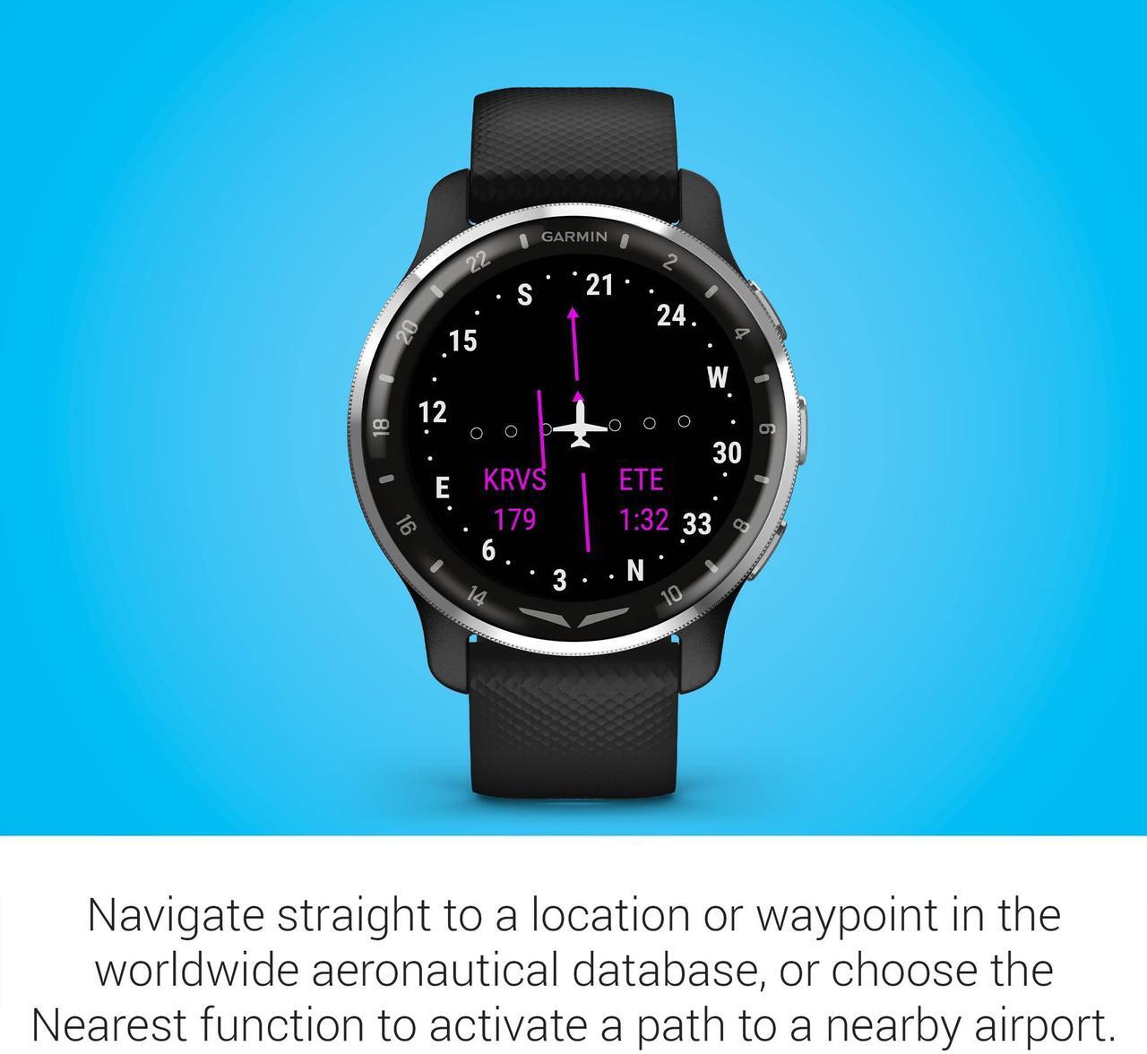Alt view image 10 of 10 - Garmin D2 Air X10 Aviator Smartwatch (Black/Silver)