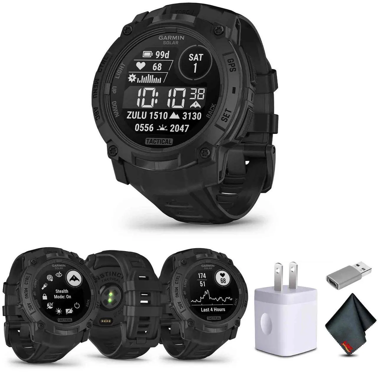 Main image of Garmin Instinct 3, 50mm, Solar, Tactical Edition, Bundle