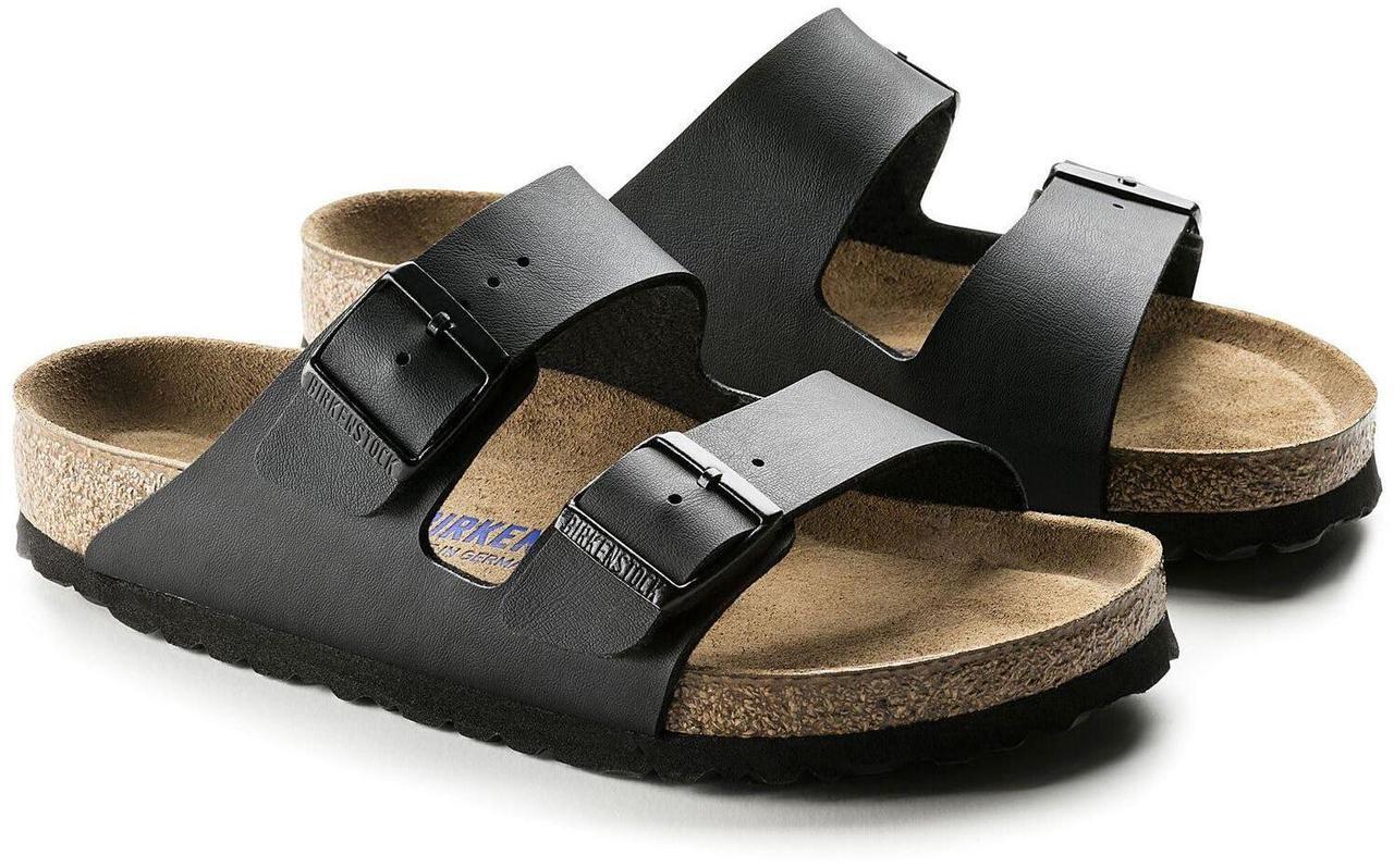 Main image of Birkenstock Women's Soft Footbed Arizona Blue Bflor S/Fb, Black, 10-10.5