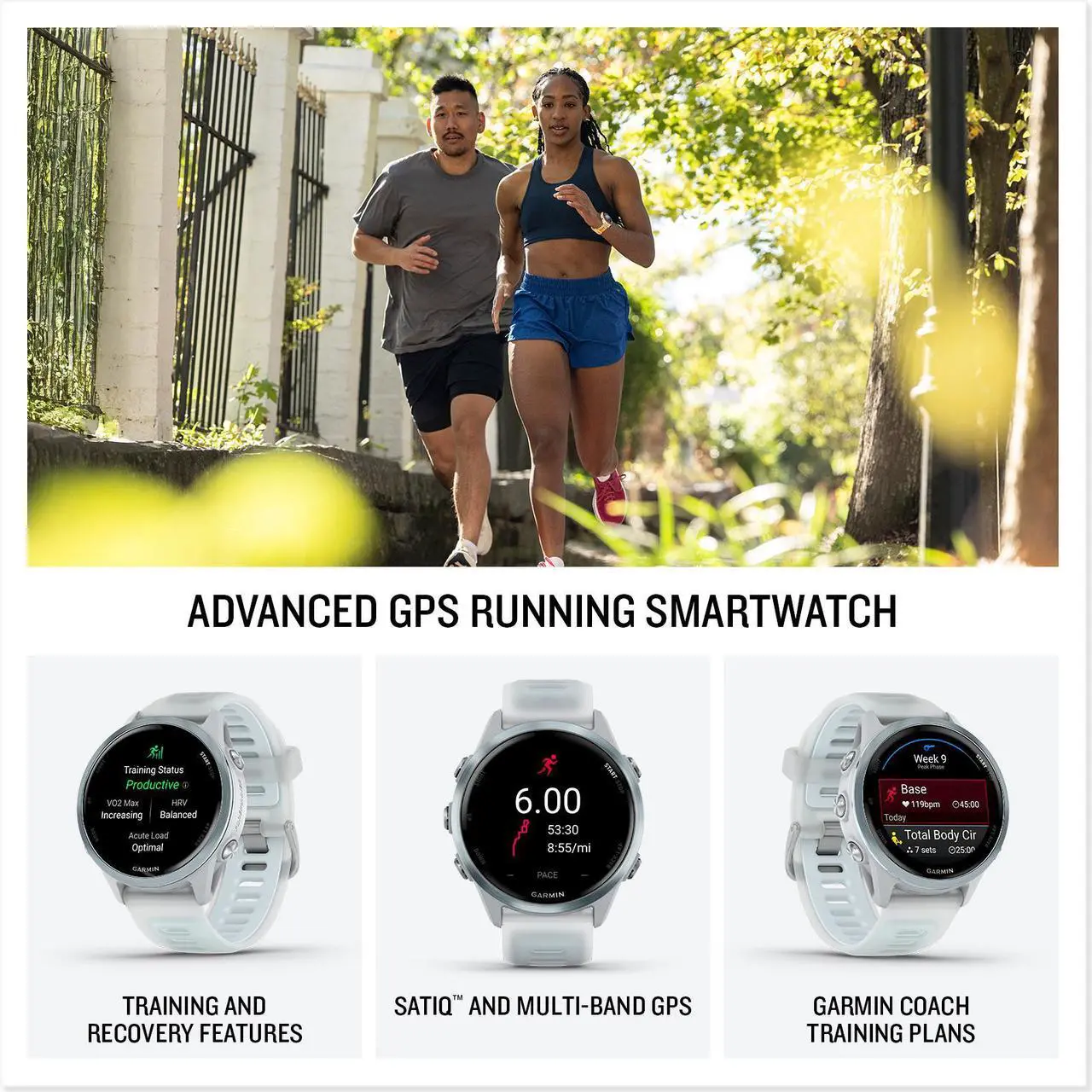 Alt view image 3 of 4 - Garmin Forerunner 570  42MM, Whitestone/Cloud Blue , Air Pro EarBuds