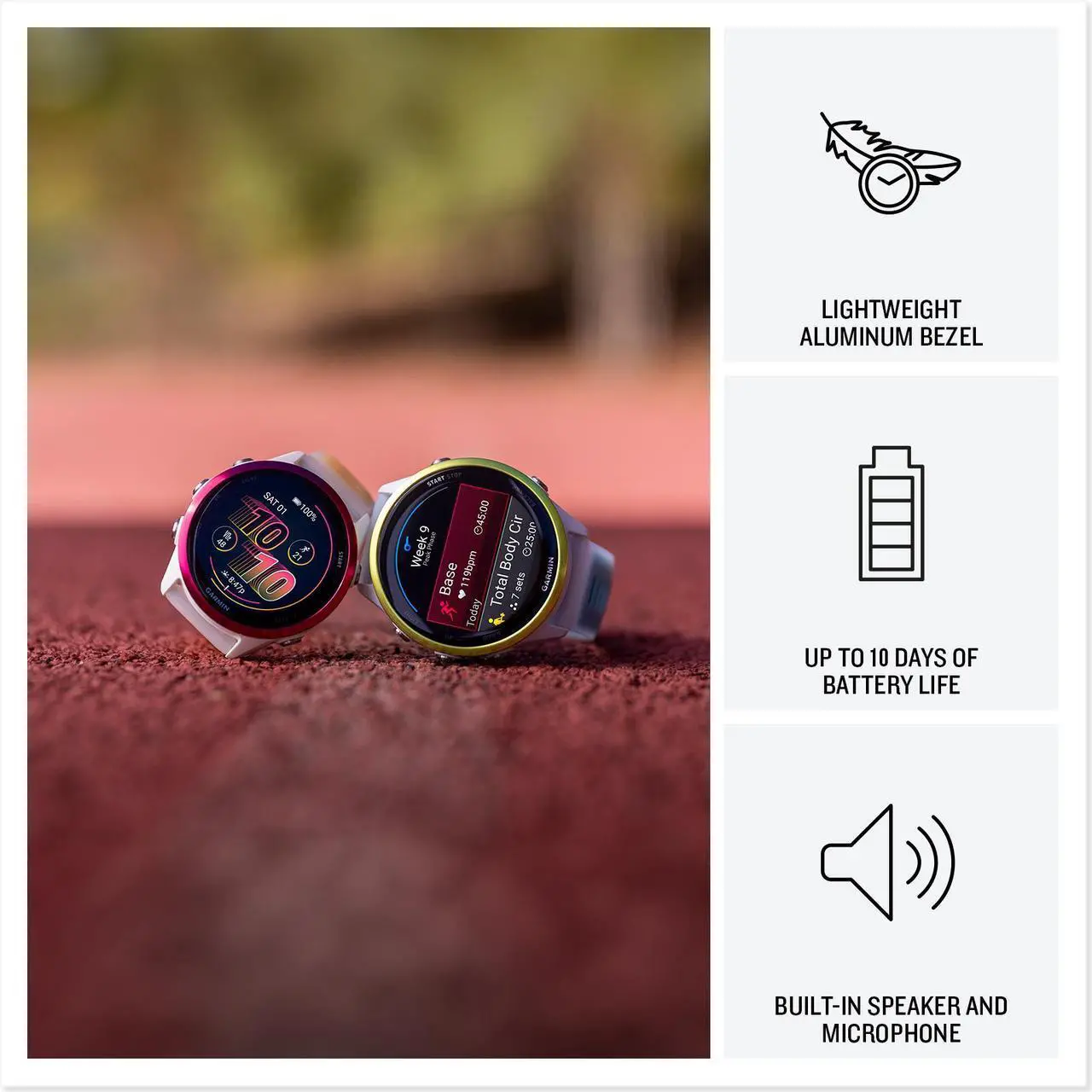 Alt view image 4 of 4 - Garmin Forerunner 570  42MM, Whitestone/Cloud Blue , Air Pro EarBuds
