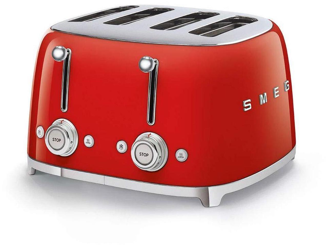 Main image of Smeg 50's Style Retro Aesthetic 4 Slice Toaster 6 Presets Extra Wide Slots Red TSF03RDUS