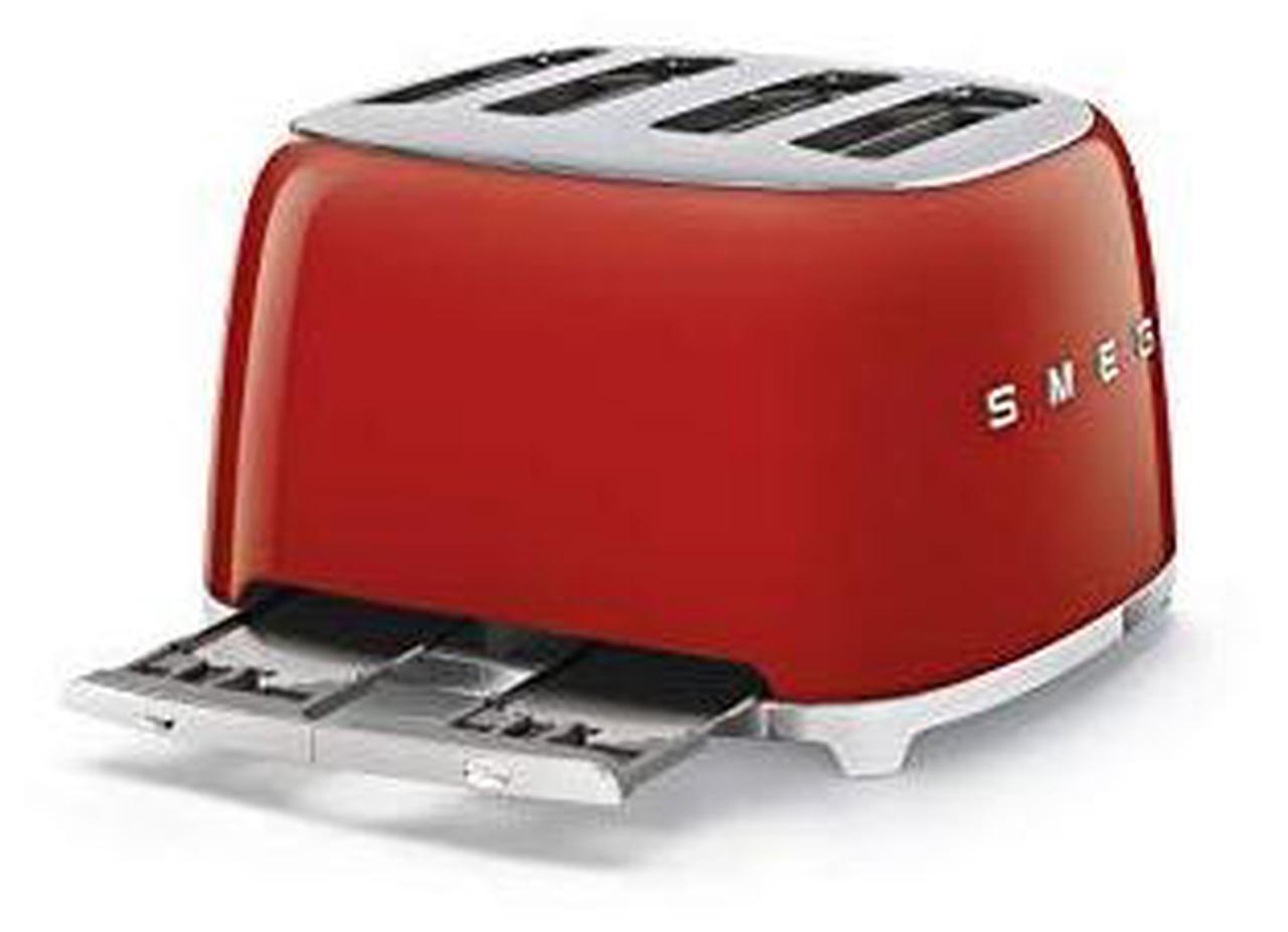 Alt view image 3 of 3 - Smeg 50's Style Retro Aesthetic 4 Slice Toaster 6 Presets Extra Wide Slots Red TSF03RDUS
