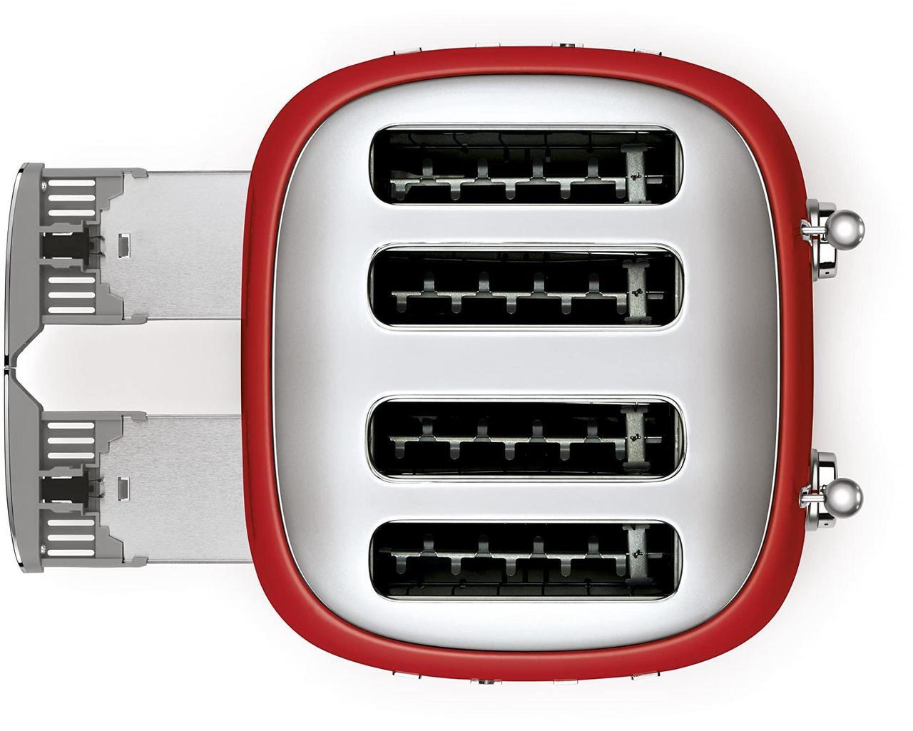 Alt view image 2 of 3 - Smeg 50's Style Retro Aesthetic 4 Slice Toaster 6 Presets Extra Wide Slots Red TSF03RDUS