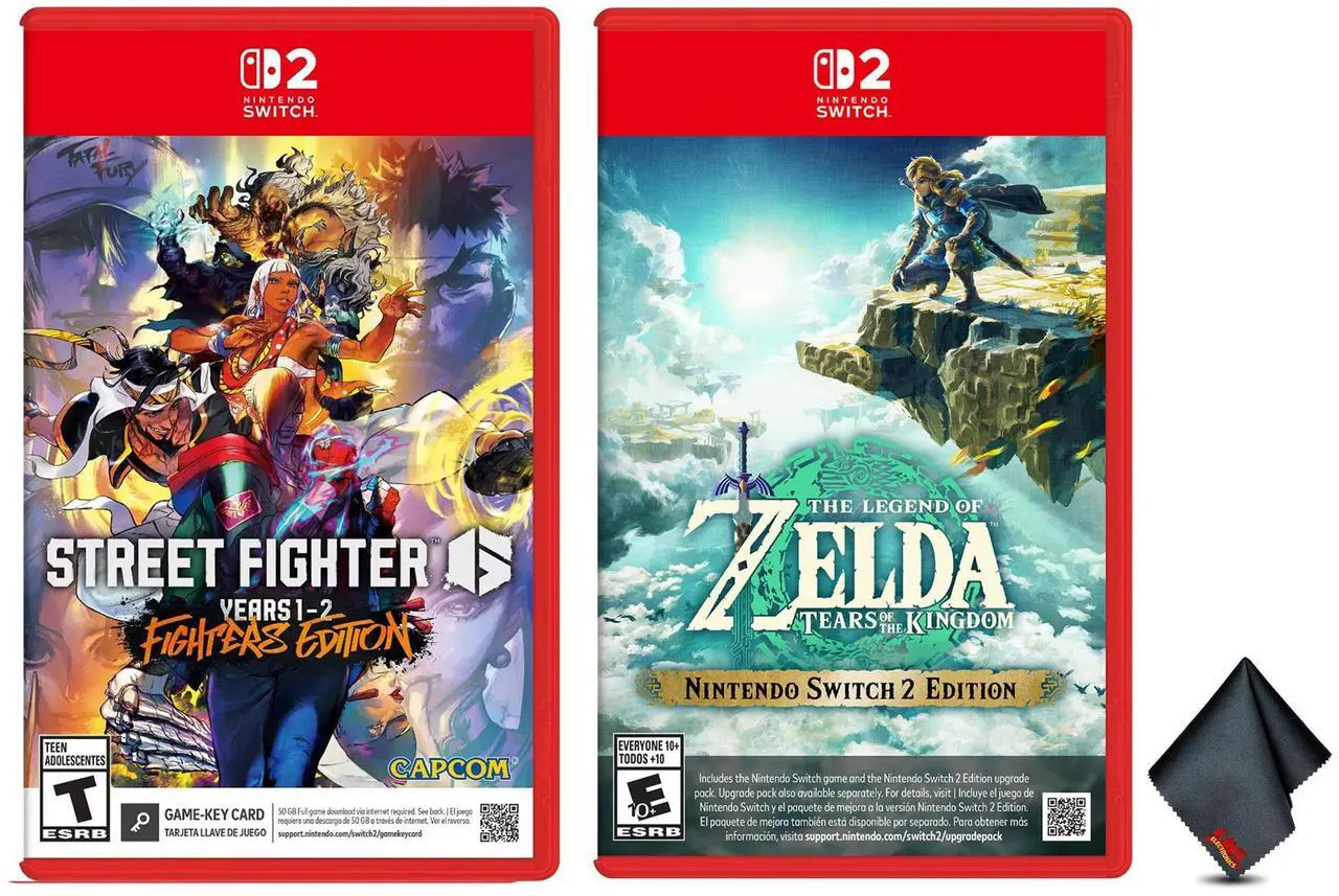 Main image of Nintendo STREET FIGHTER 6 Year 1-2 Fighters Edition + The Legend of Zelda Tears of the Kingdom Nintendo Switch 2 Edition + Microfiber Cleaning Cloth