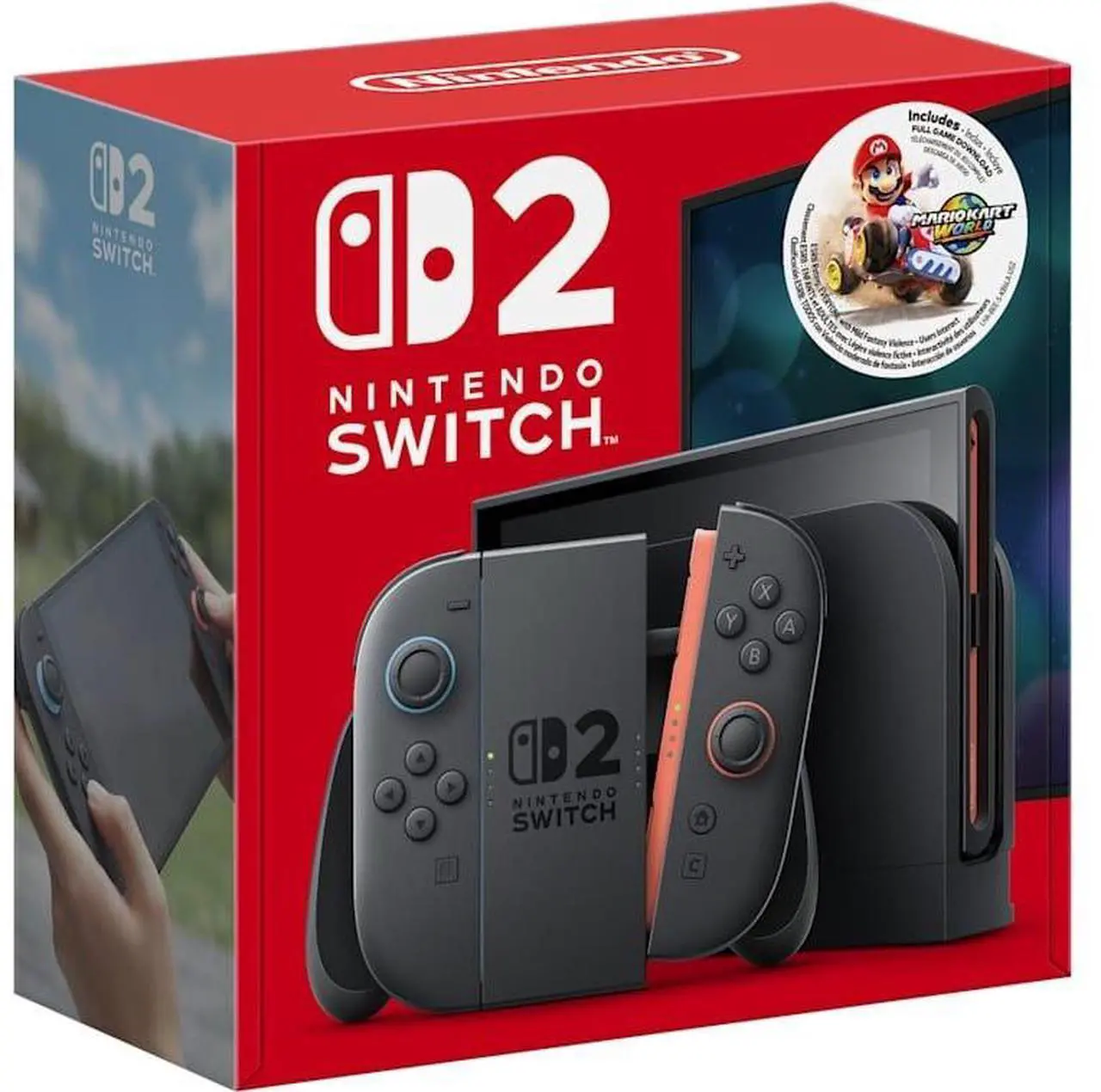 Alt view image 2 of 4 - Nintendo Switch 2 Console Bundle with Mario Kart World Game + Joy-Con 2 (L)/(R) Light Blue/Light Red + Pro Controller + Joy-Con 2 Wheel (set of 2) + Switch 2 Camera + More