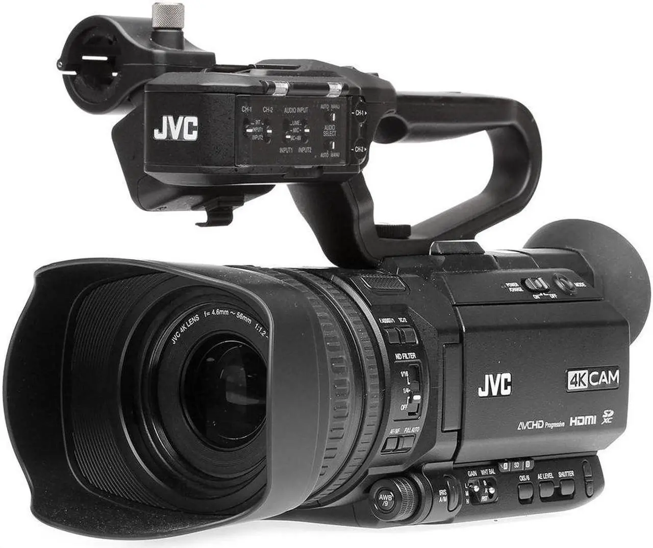 Alt view image 7 of 13 - JVC GY-HM180U Ultra 4K HD 4KCAM Professional Camcorder & Top Handle Audio Unit
