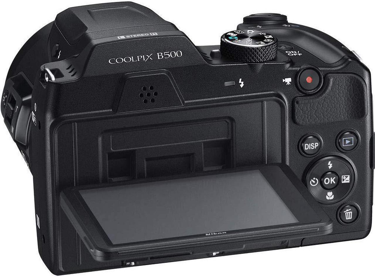 Alt view image 4 of 5 - Nikon COOLPIX B500 Digital Camera (Black) 16MP 40x Optical Zoom with Built-in NFC, WiFi & Bluetooth + Card Reader + Camera Case - (Intl Model)